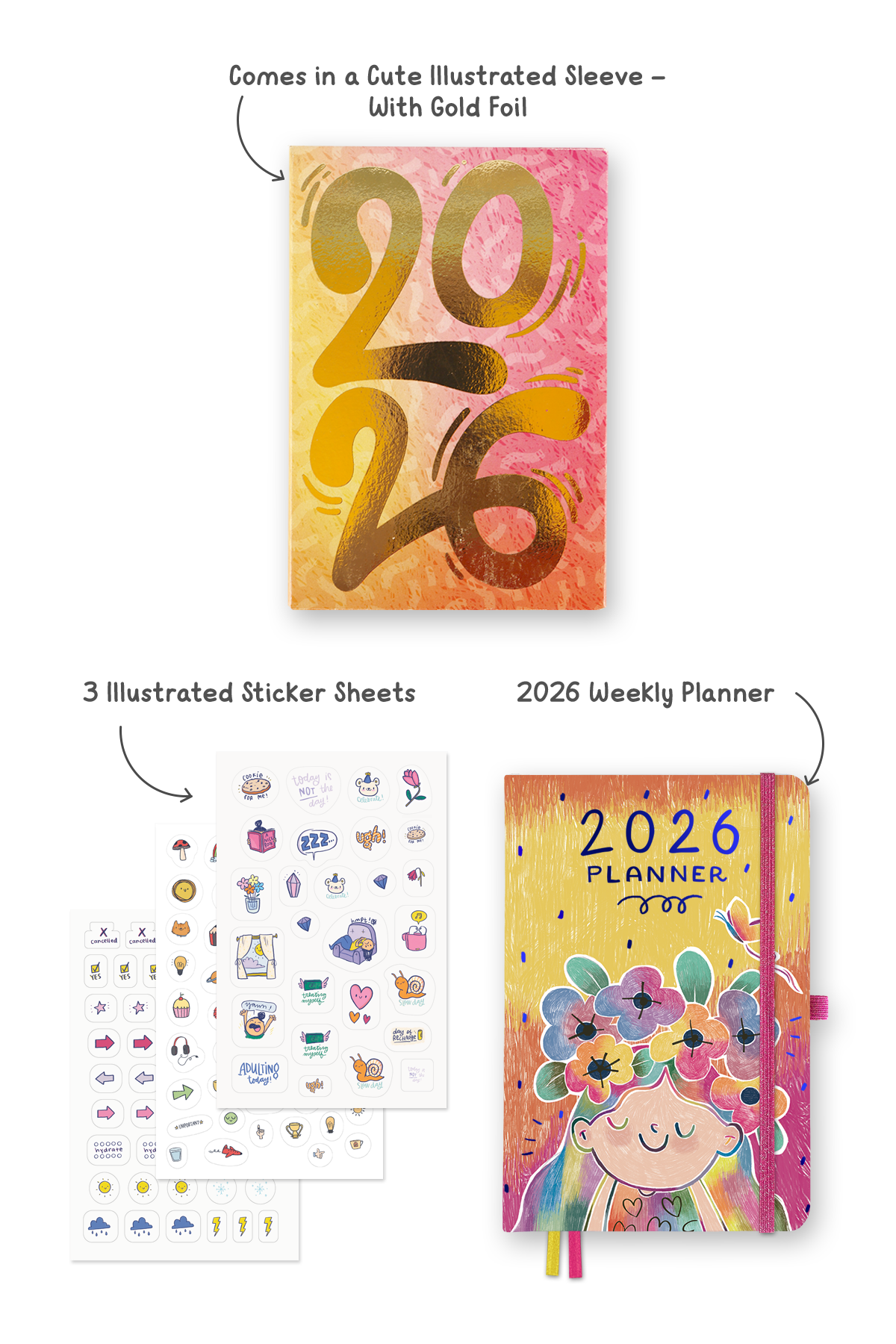 2026 Ultimate Weekly Planner + 3 Sticker Sheets