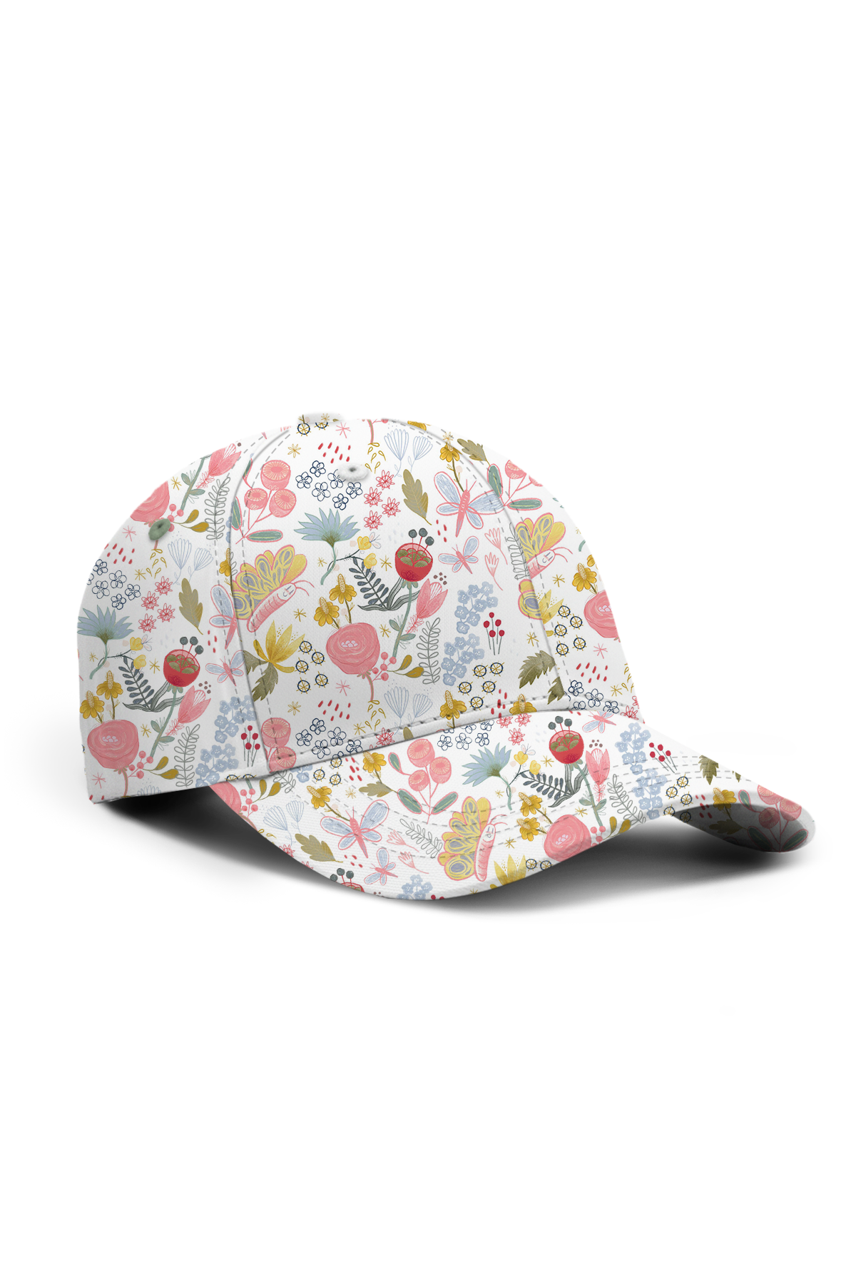 White Floral Cap