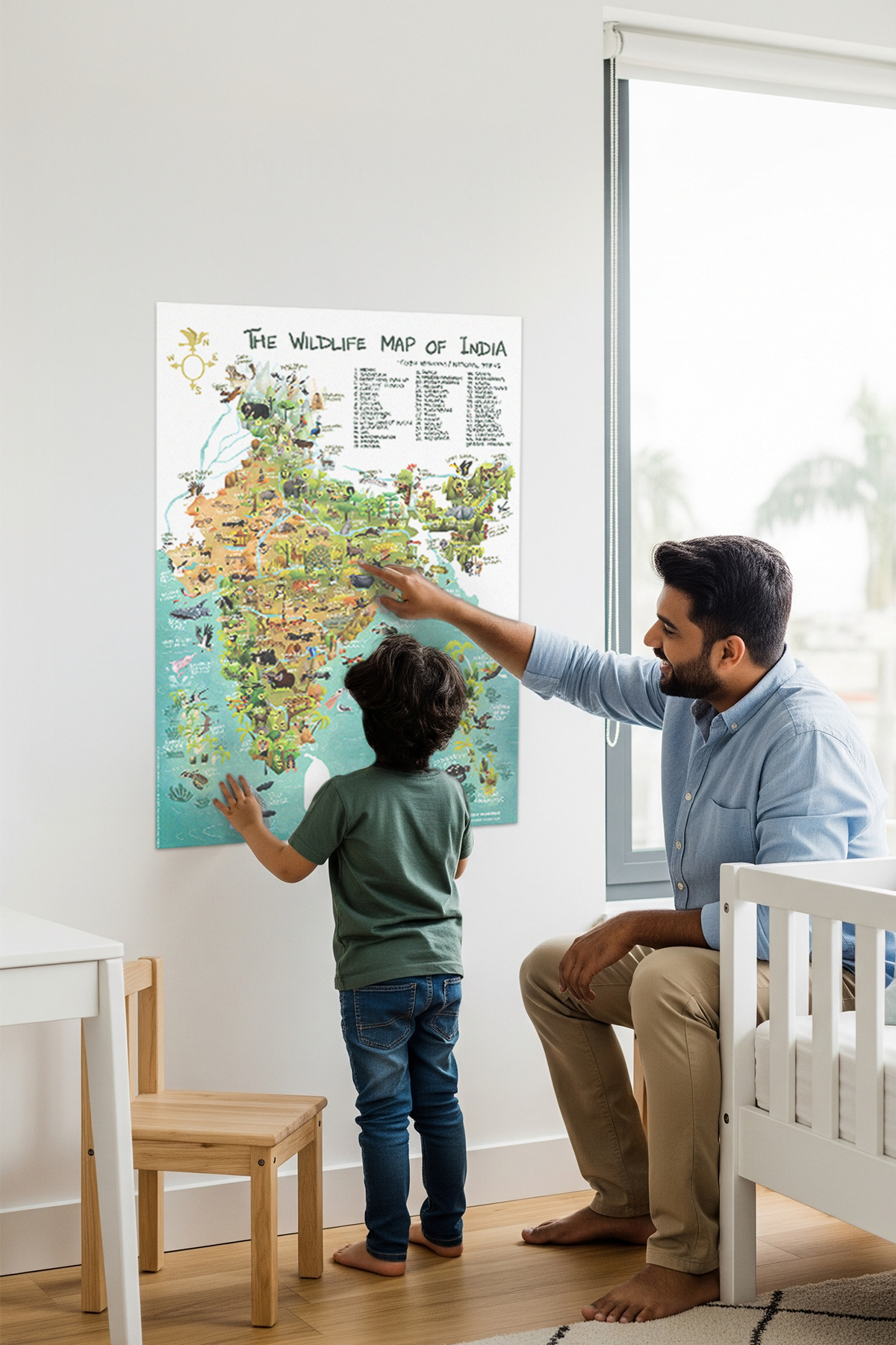 Wildlife Map Of India Non-Tearable Poster