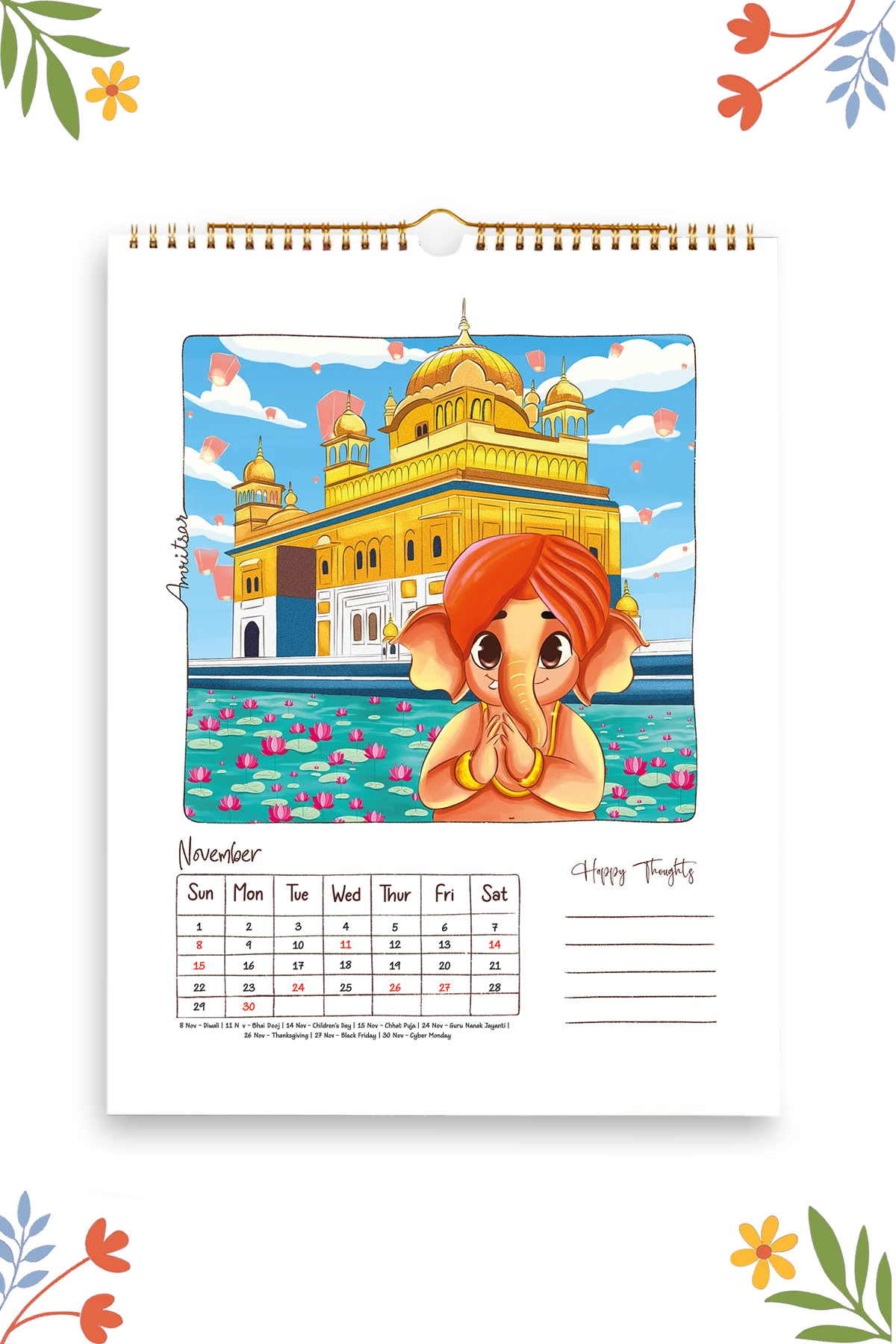 2026 Ganesha's Great Indian Adventure Wall Calendar