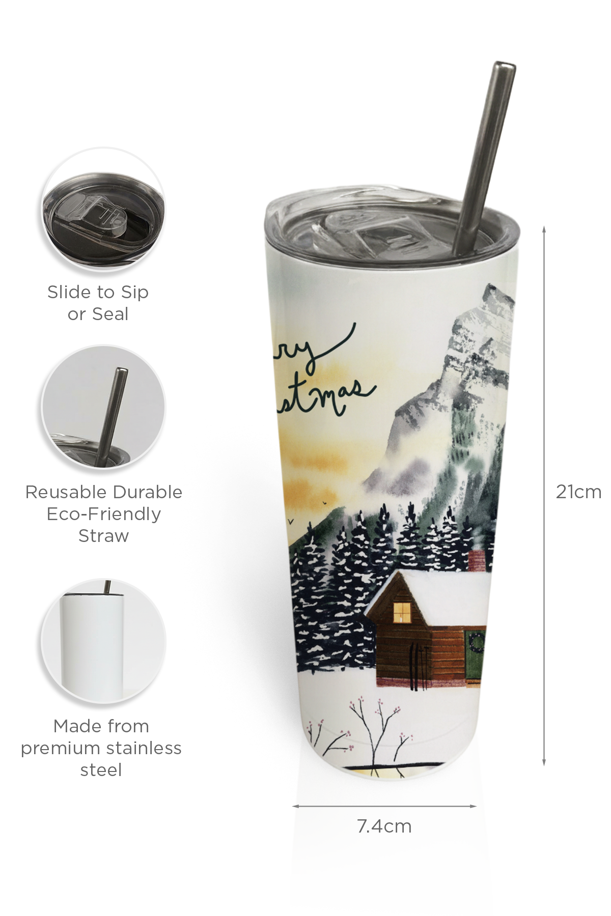 Mountain Christmas Tumbler Bottle