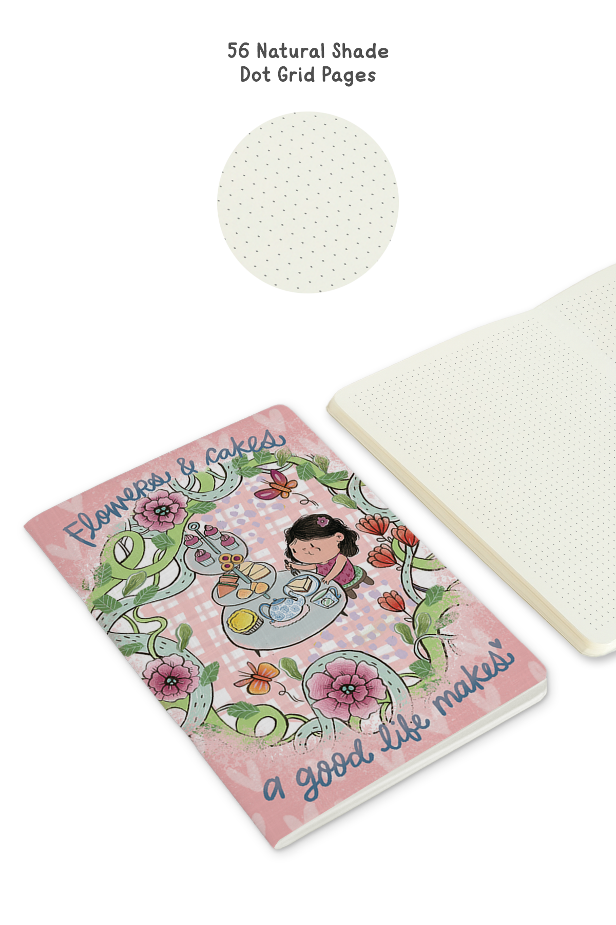 Flower and Cakes Saddle Stitch Notebook - Combo of 2