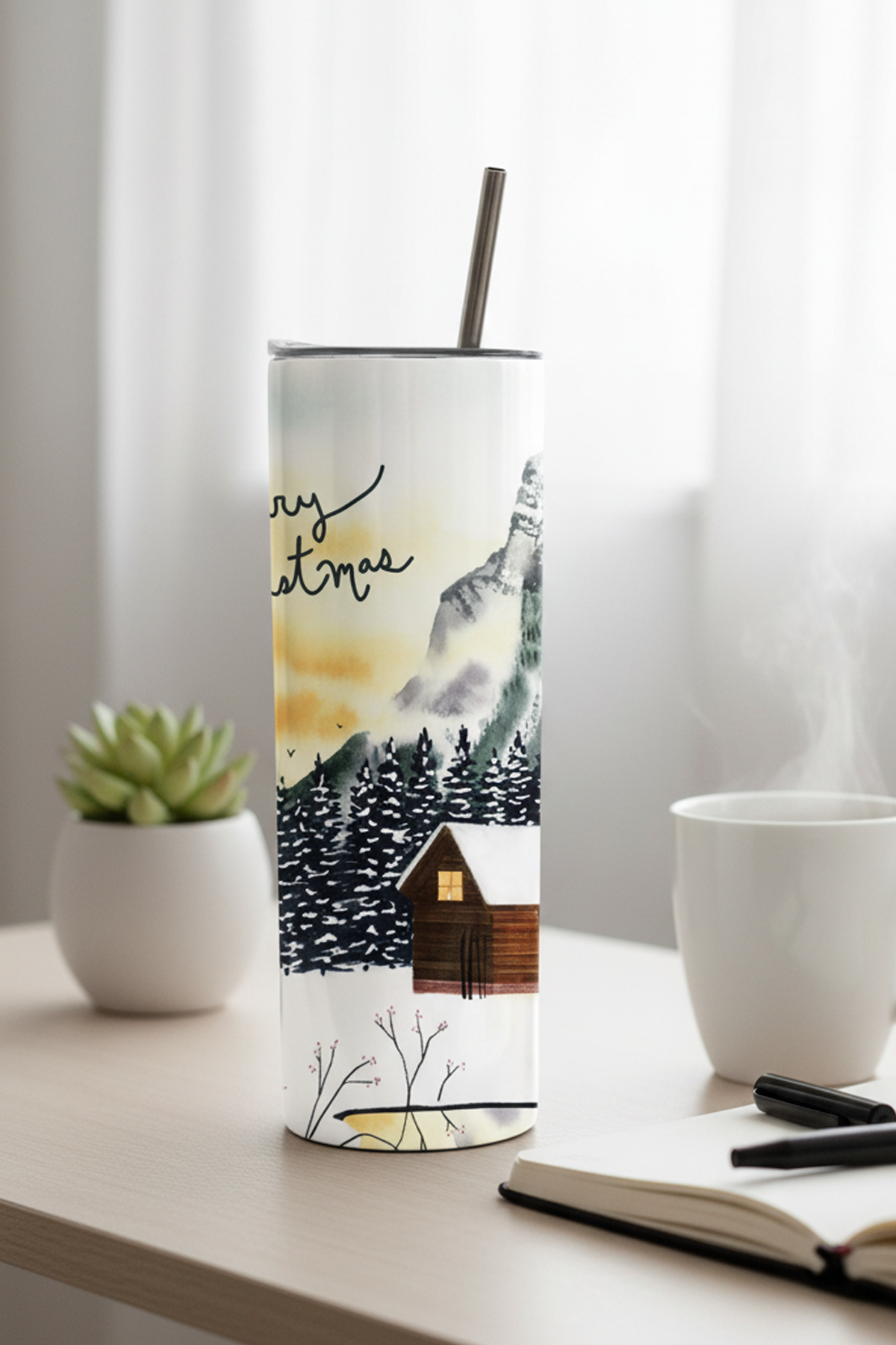 Mountain Christmas Tumbler Bottle