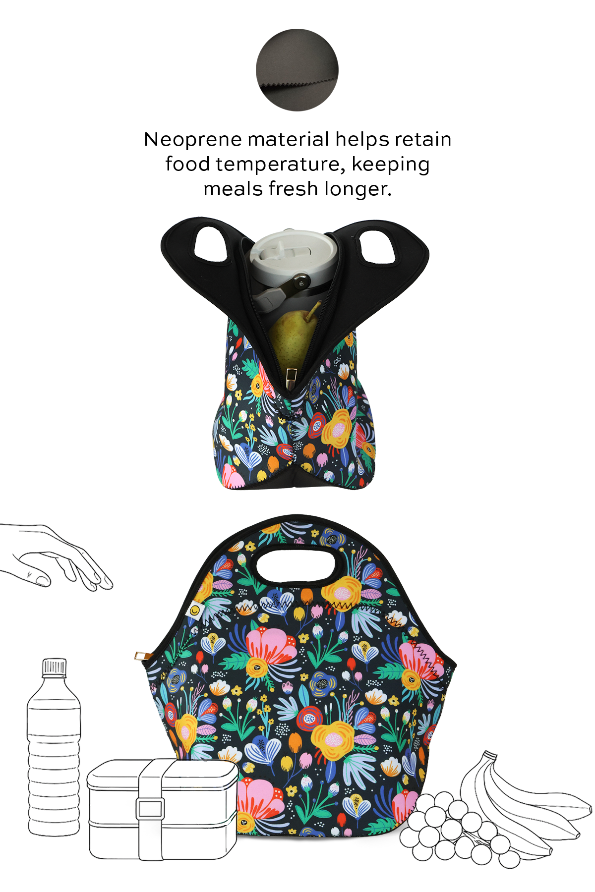 Midnight Bloom Lunch Bag