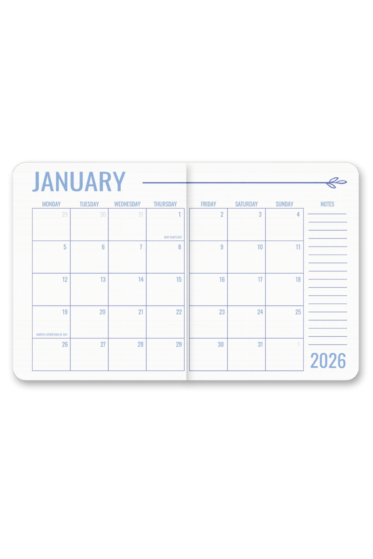 2026 Alison Floral Monthly Planner