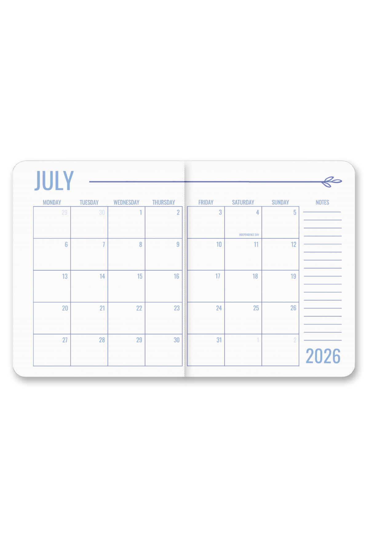 2026 Jardin Floral Monthly Planner