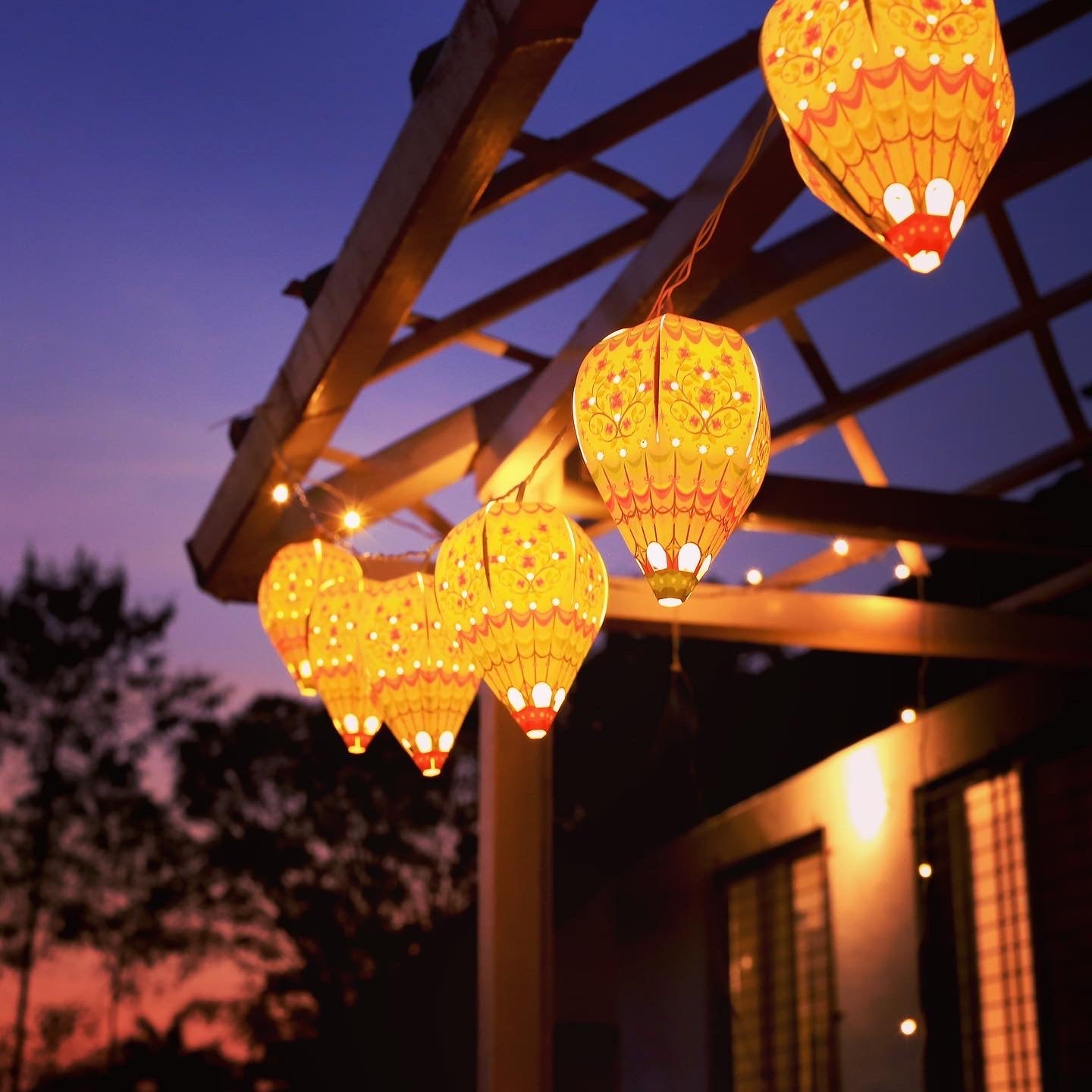 Paper Mini Hot Air Balloon Fairy Lights Set of 12