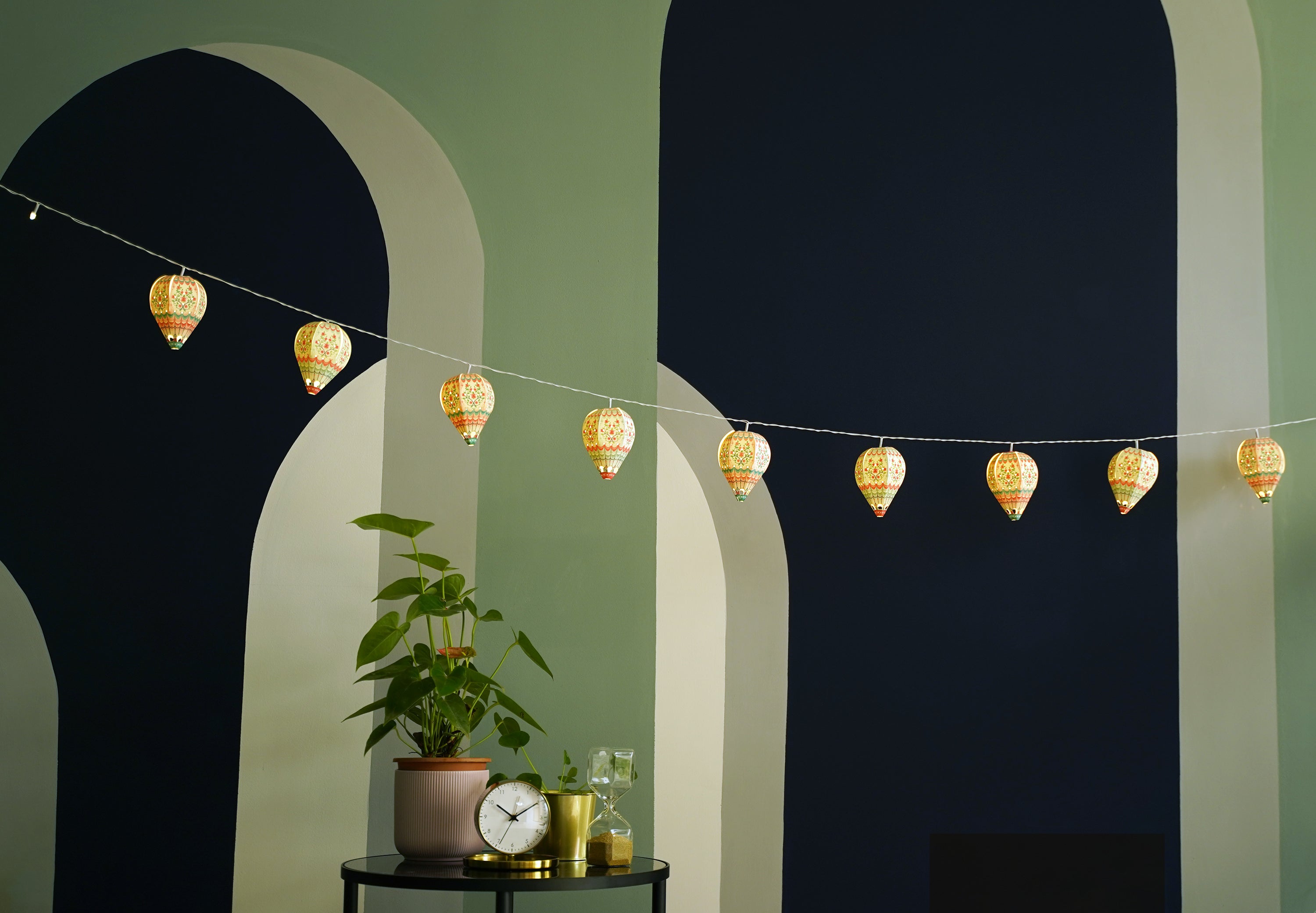 Paper Mini Hot Air Balloon Fairy Lights Set of 12