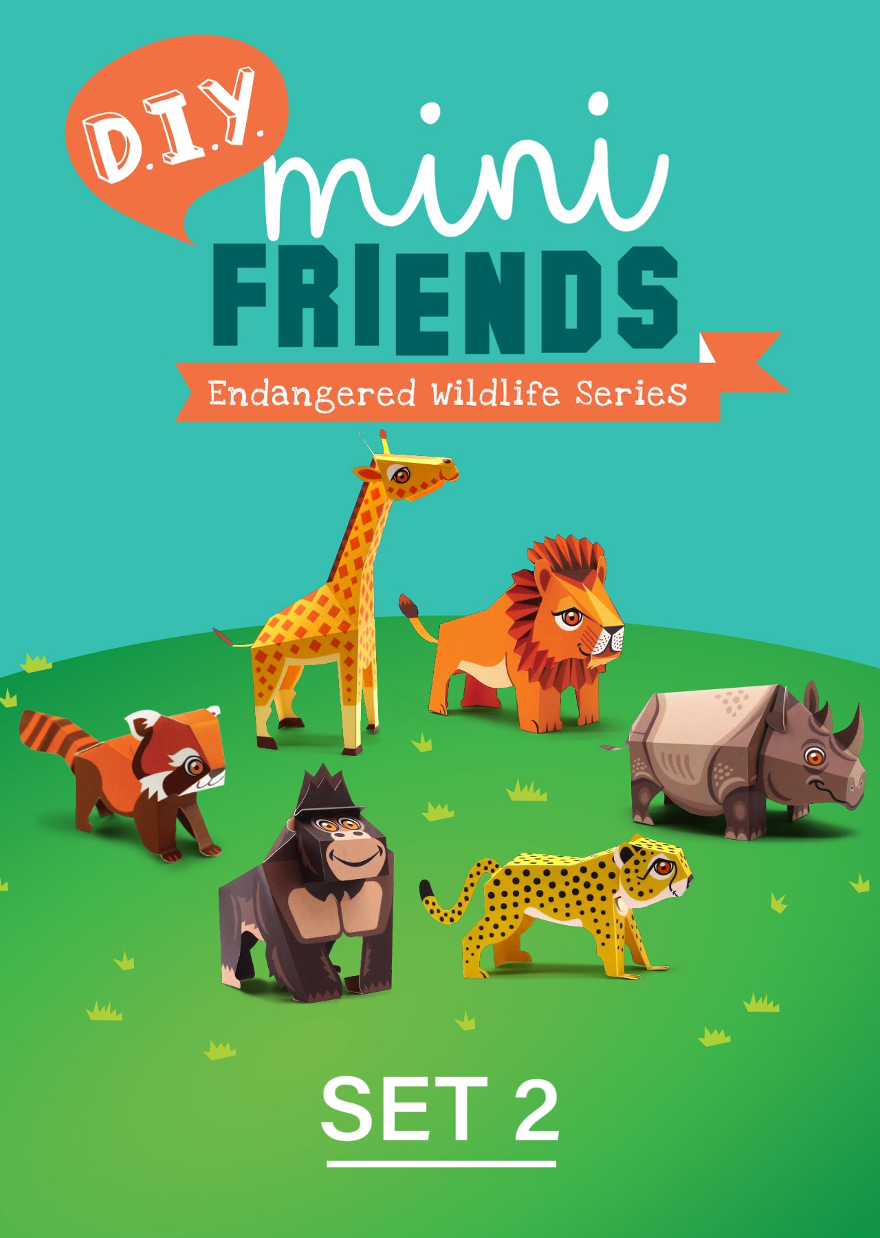 BOX SET 2: Set of DIY Mini Endangered Animals Paper Craft Kits