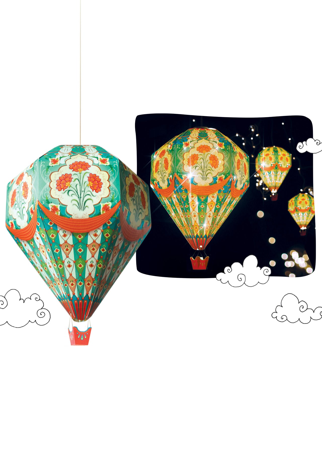 Small Blue Hot Air Balloon DIY Paper Lamp Shade