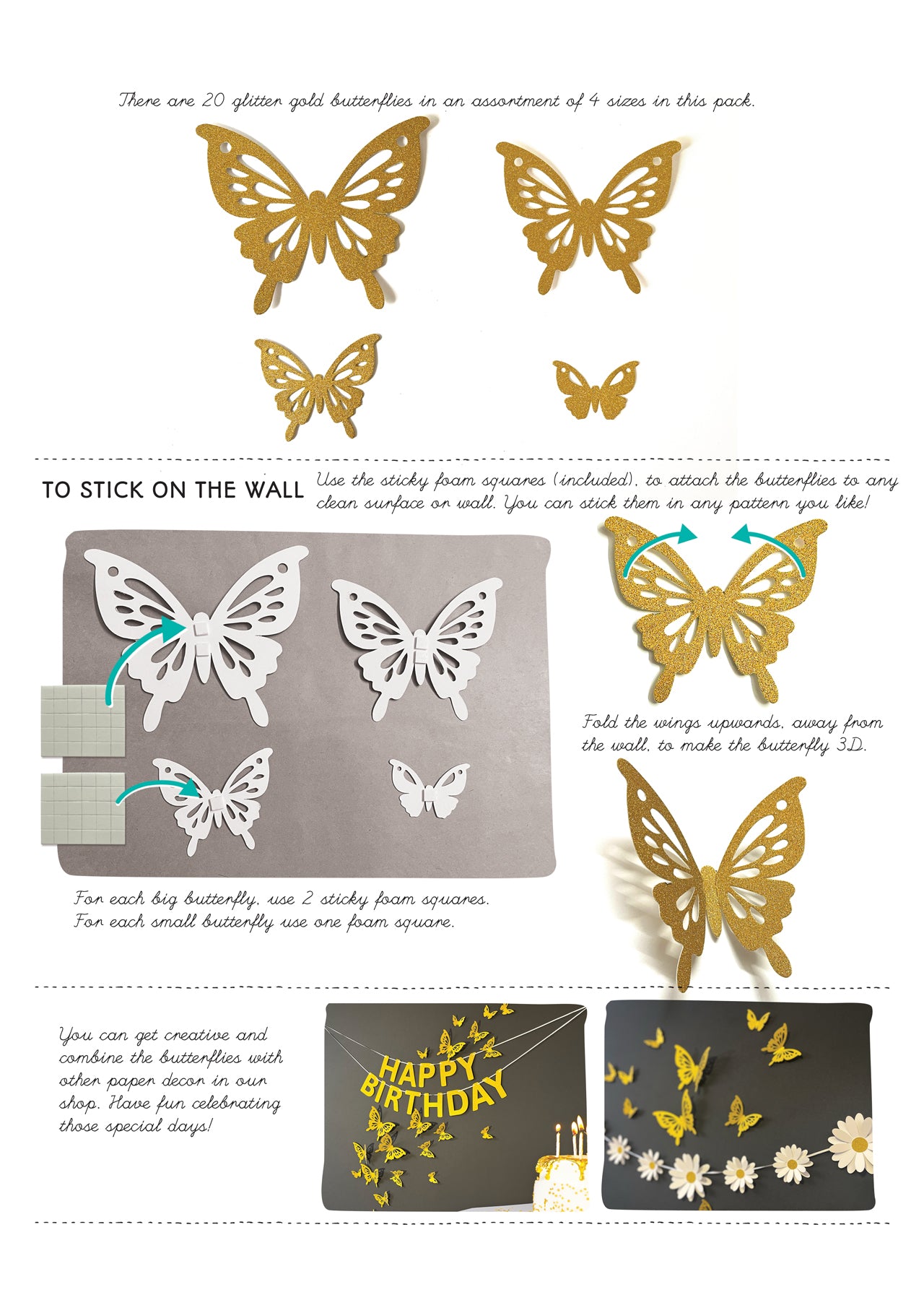 Yellow Sunflower, Butterflies and Happy Birthday Paper Party Decor
