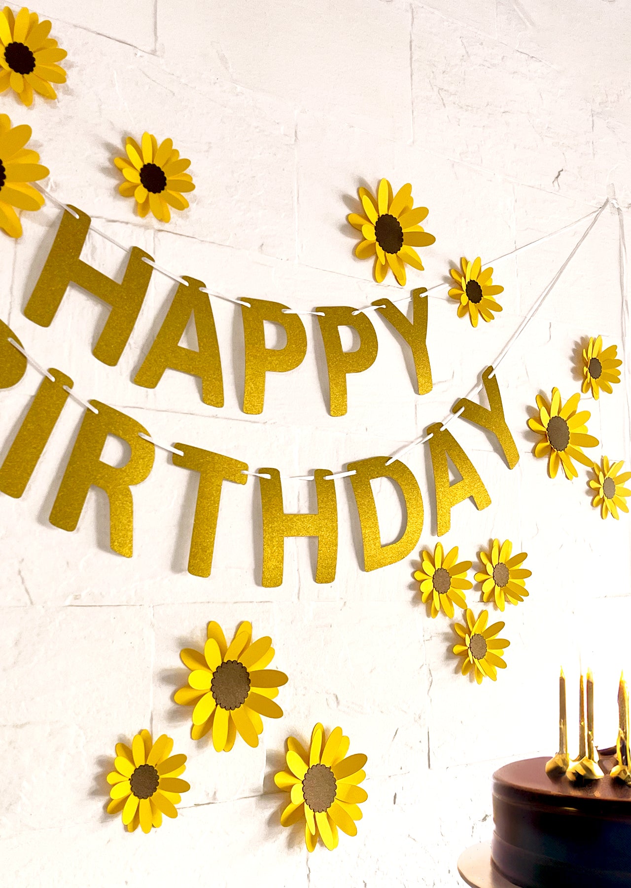Yellow Sunflower and Happy Birthday Paper Party Decor