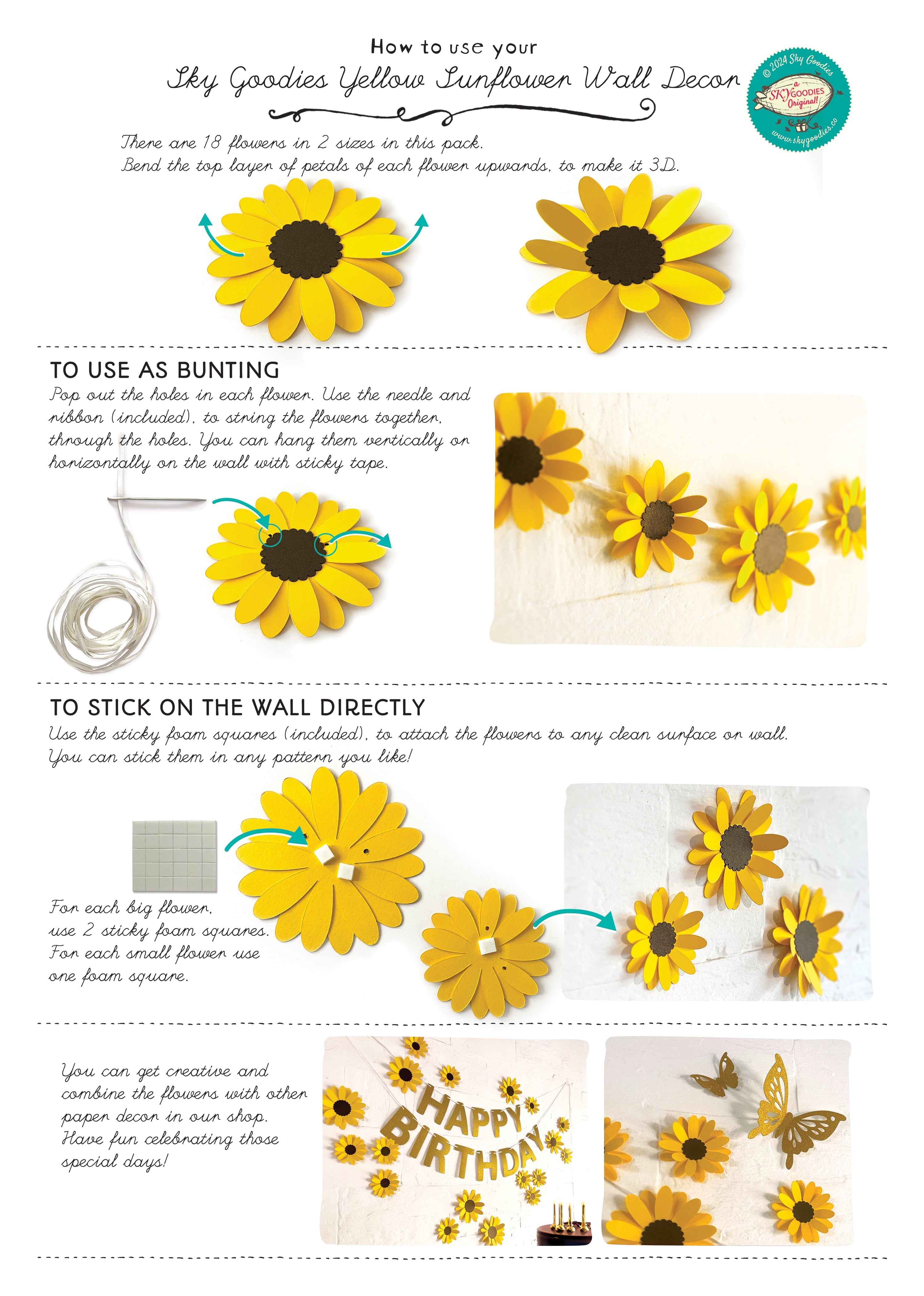 Yellow Sunflower Paper Bunting