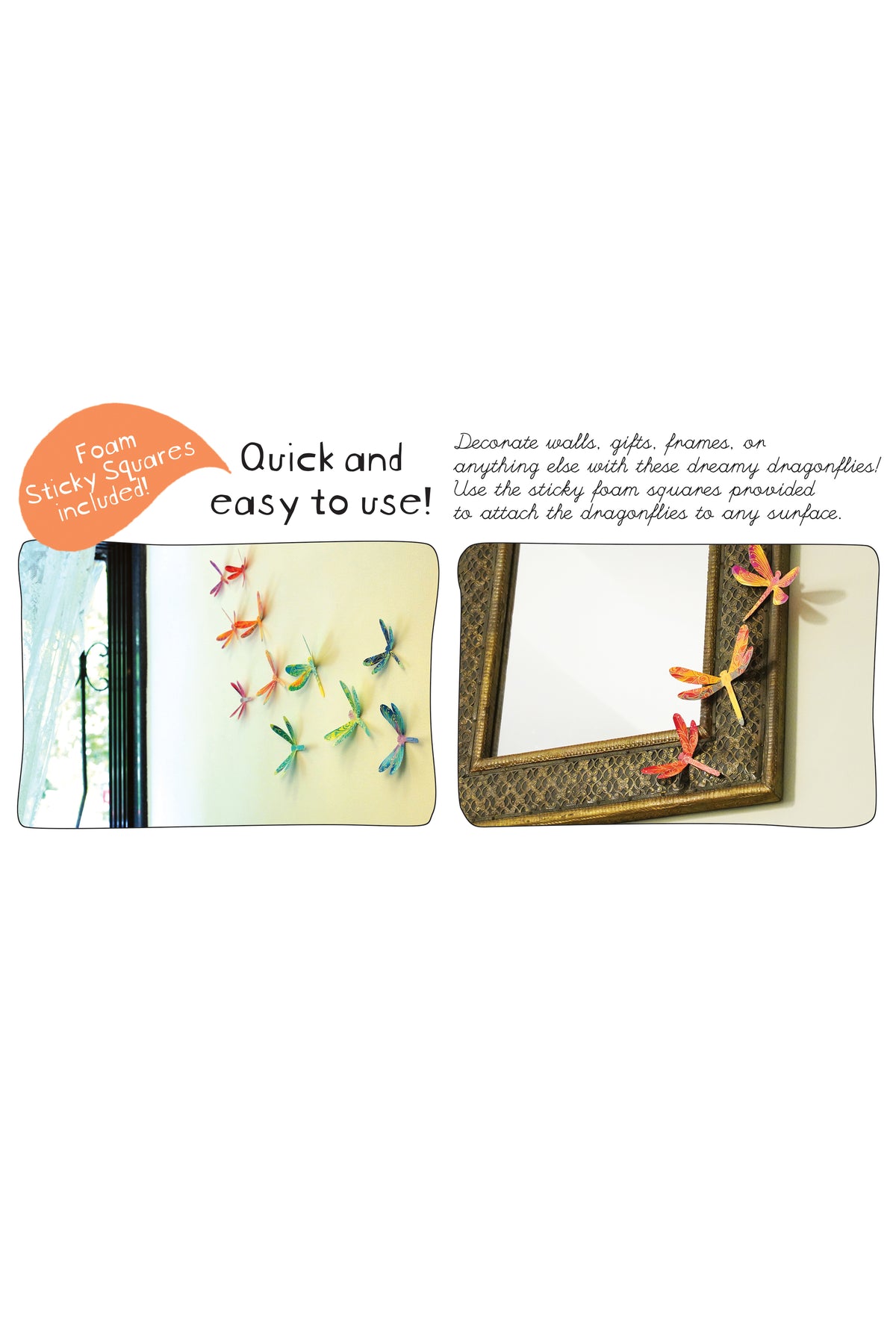 Paper Dragonflies for Wall Decoration: Set of 24