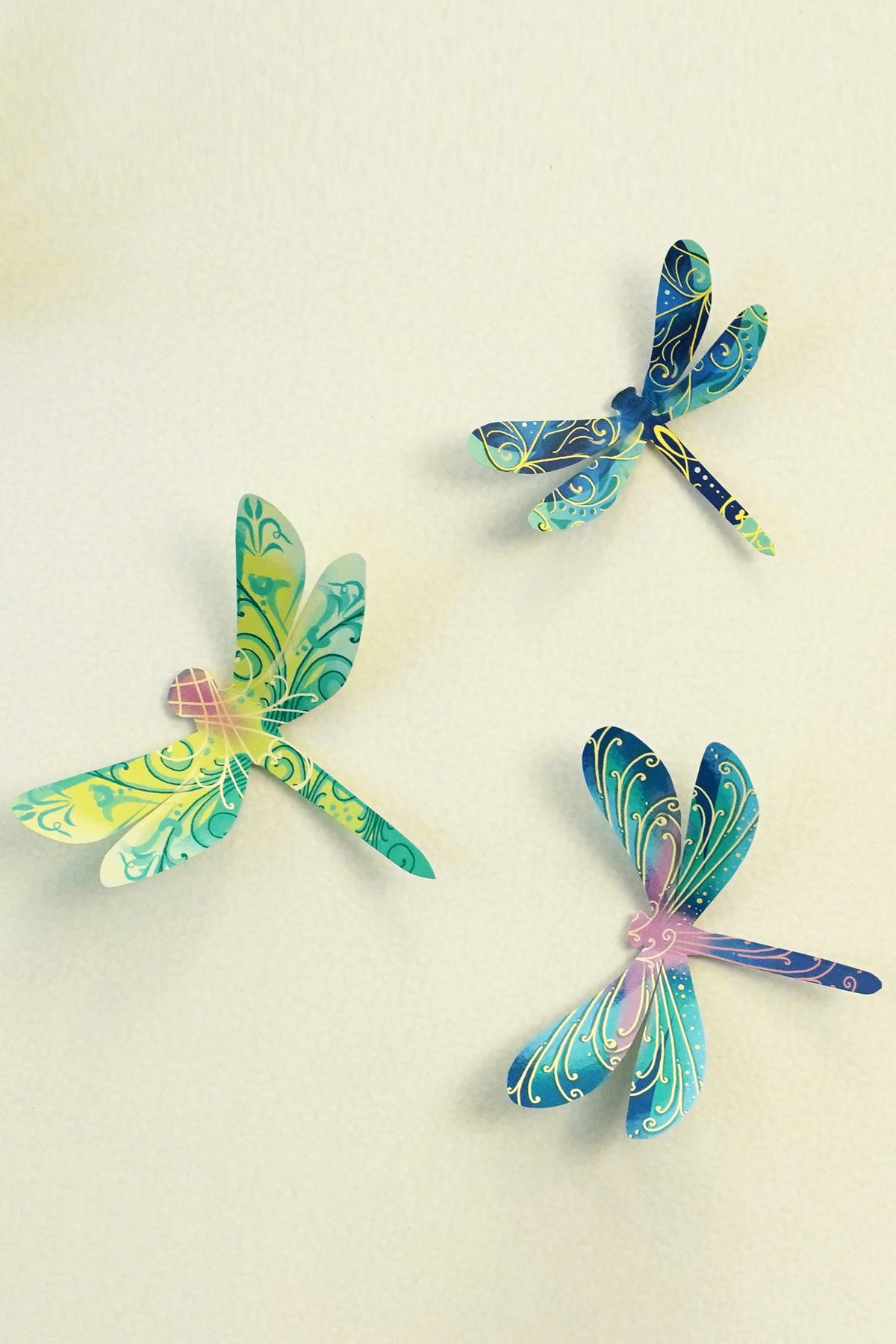 Paper Dragonflies for Wall Decoration: Set of 24