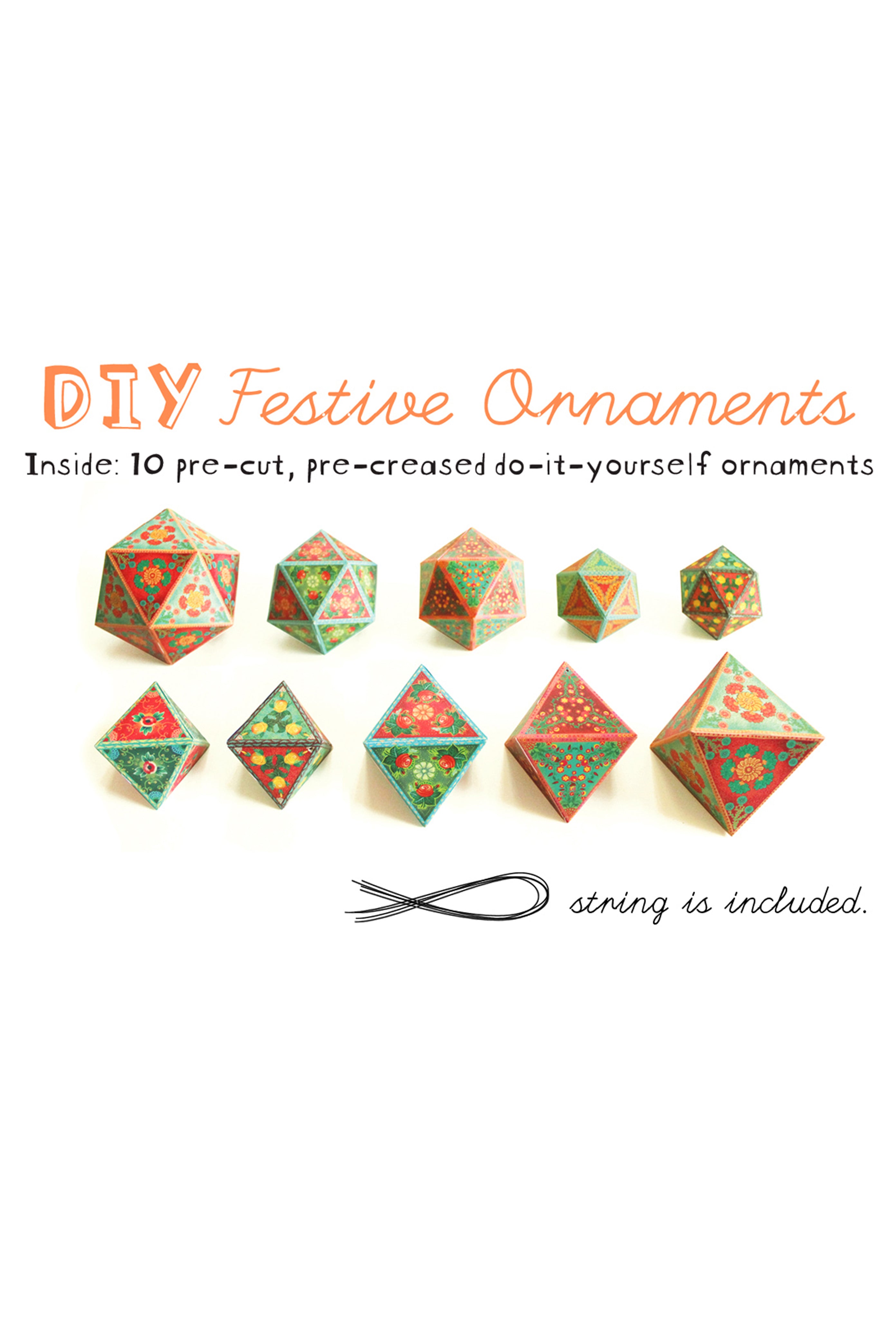 Set of 10 Geometric Ornaments - DIY Paper Craft Kit