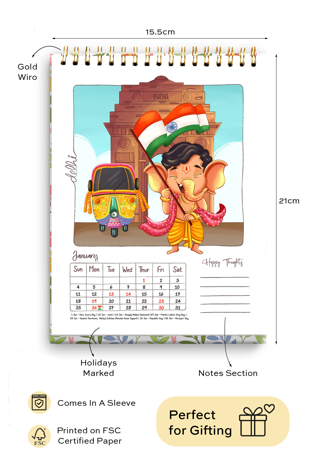 2026 Ganesha's Great Indian Adventure Desk Calendar