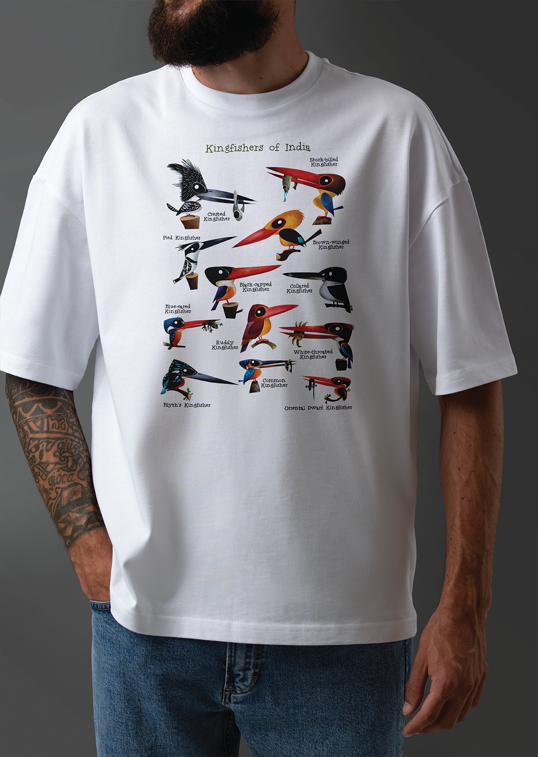 Kingfishers of India T-shirt Oversized T-shirt