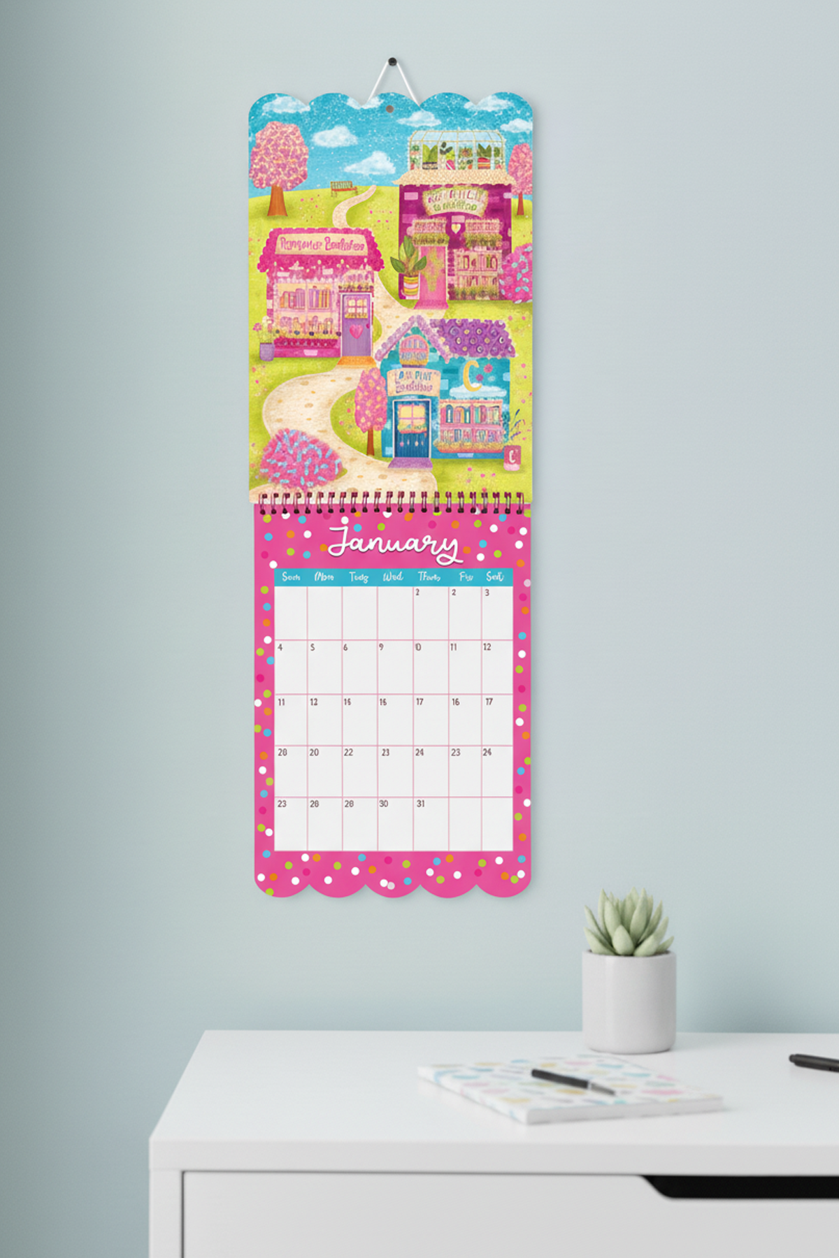2026 Whimsical Bookshop Wall Calendar