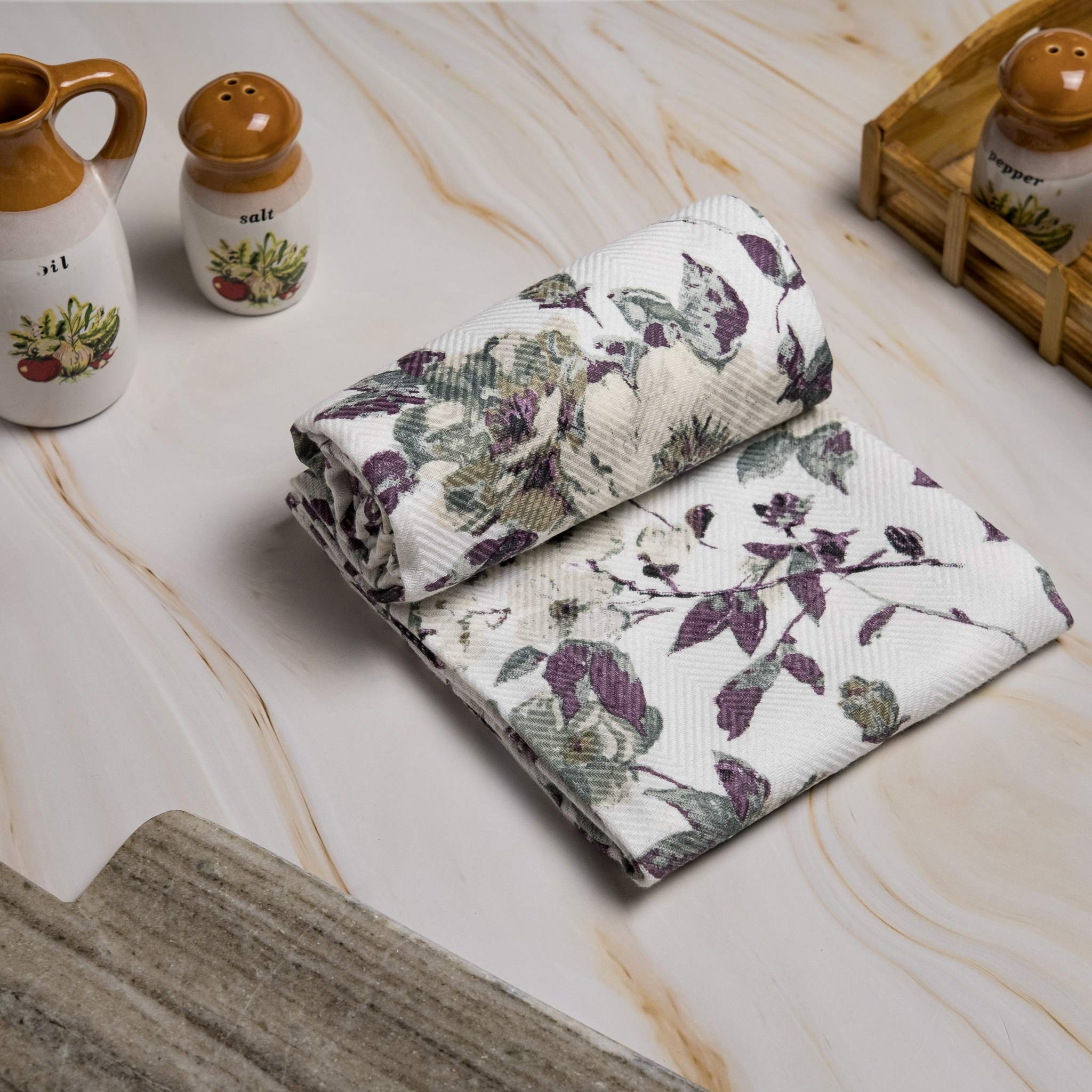 Grey Langdon Floral Kitchen Towel