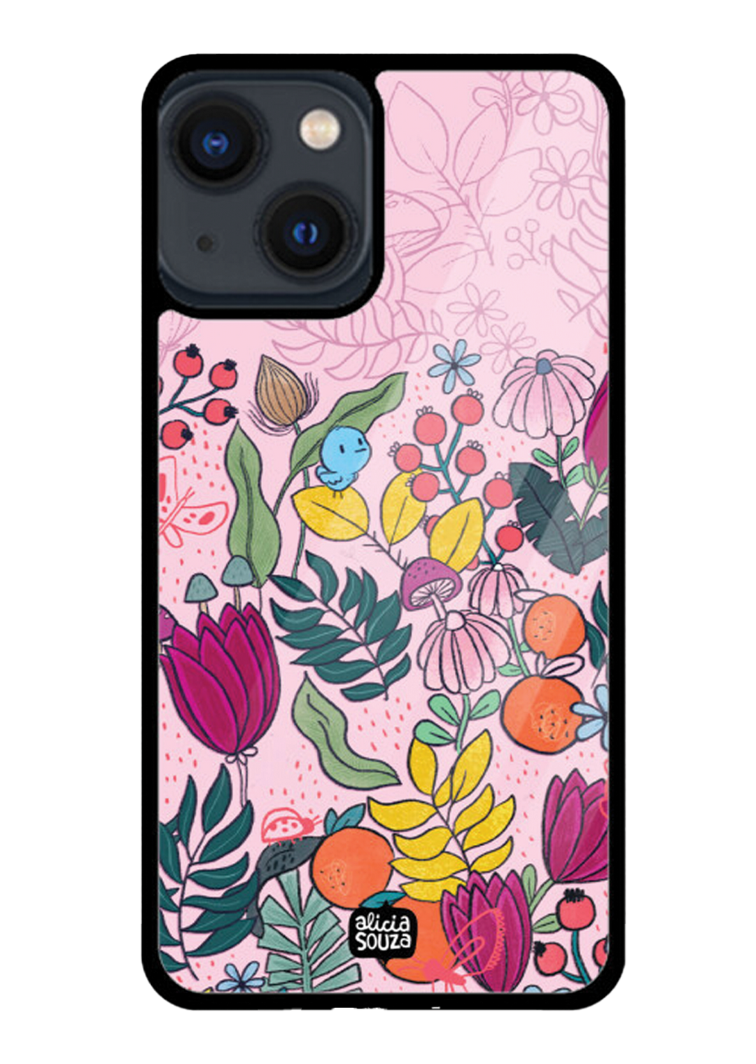 Birdie Floral Glass iPhone Cover