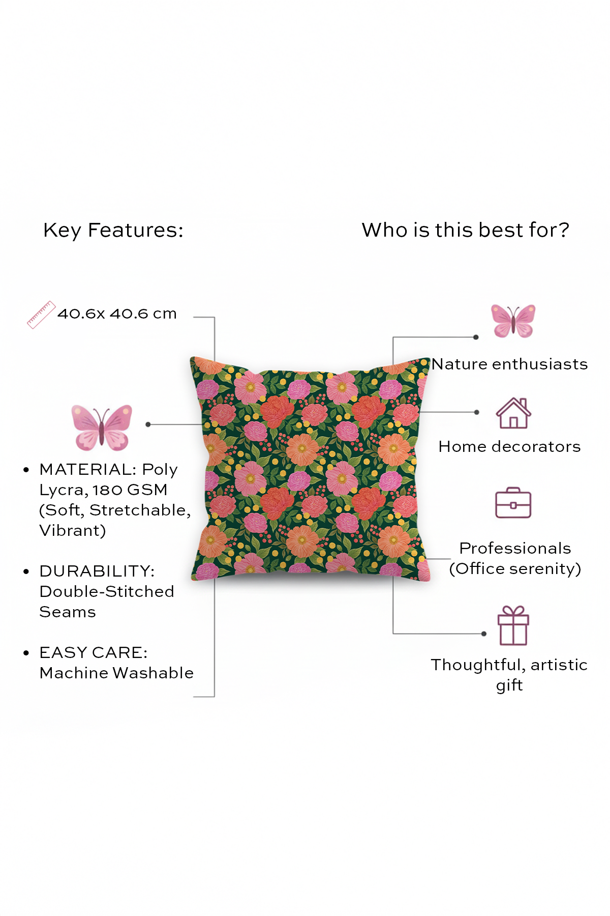 Stop & Smell the Flowers Cushion Cover
