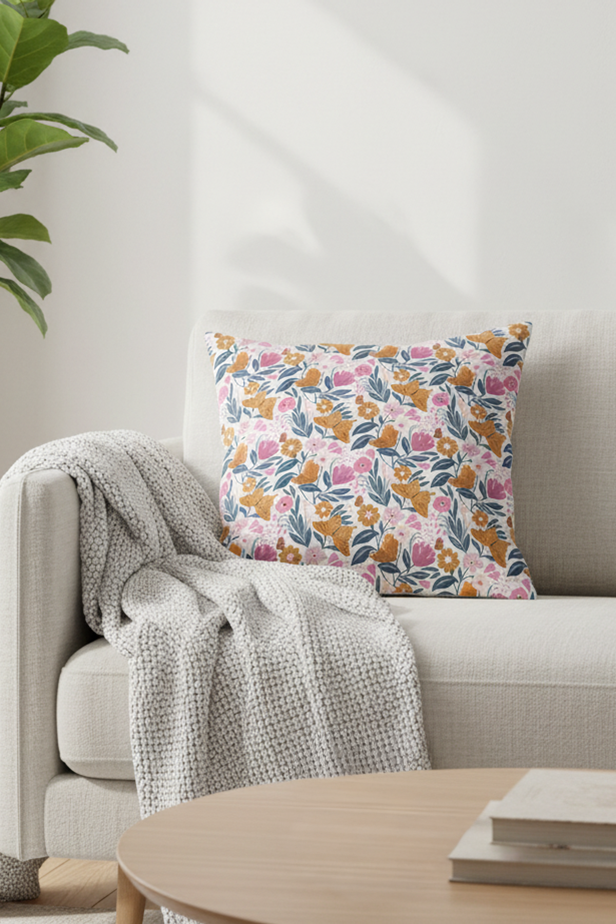 Blossoming Butterfly Cushion Cover