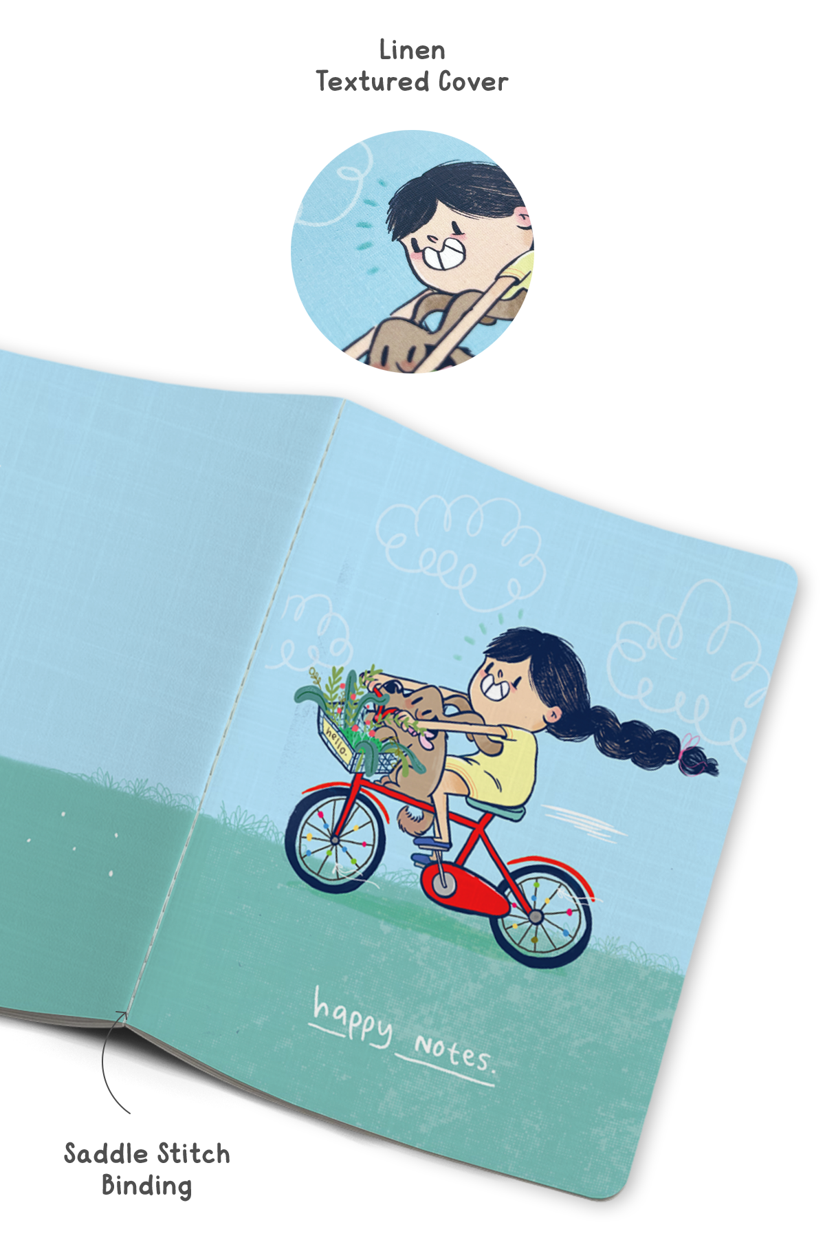 Happy Notes Saddle Stitch Notebook - Combo of 2