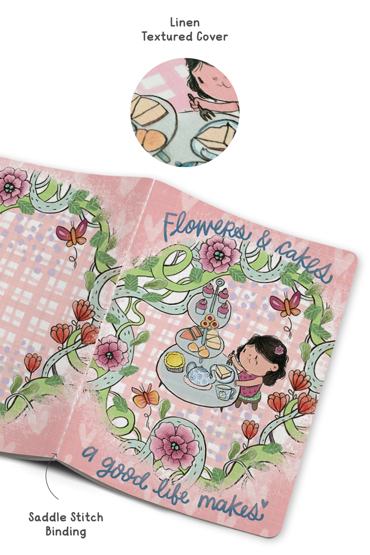 Flower and Cakes Saddle Stitch Notebook - Combo of 2