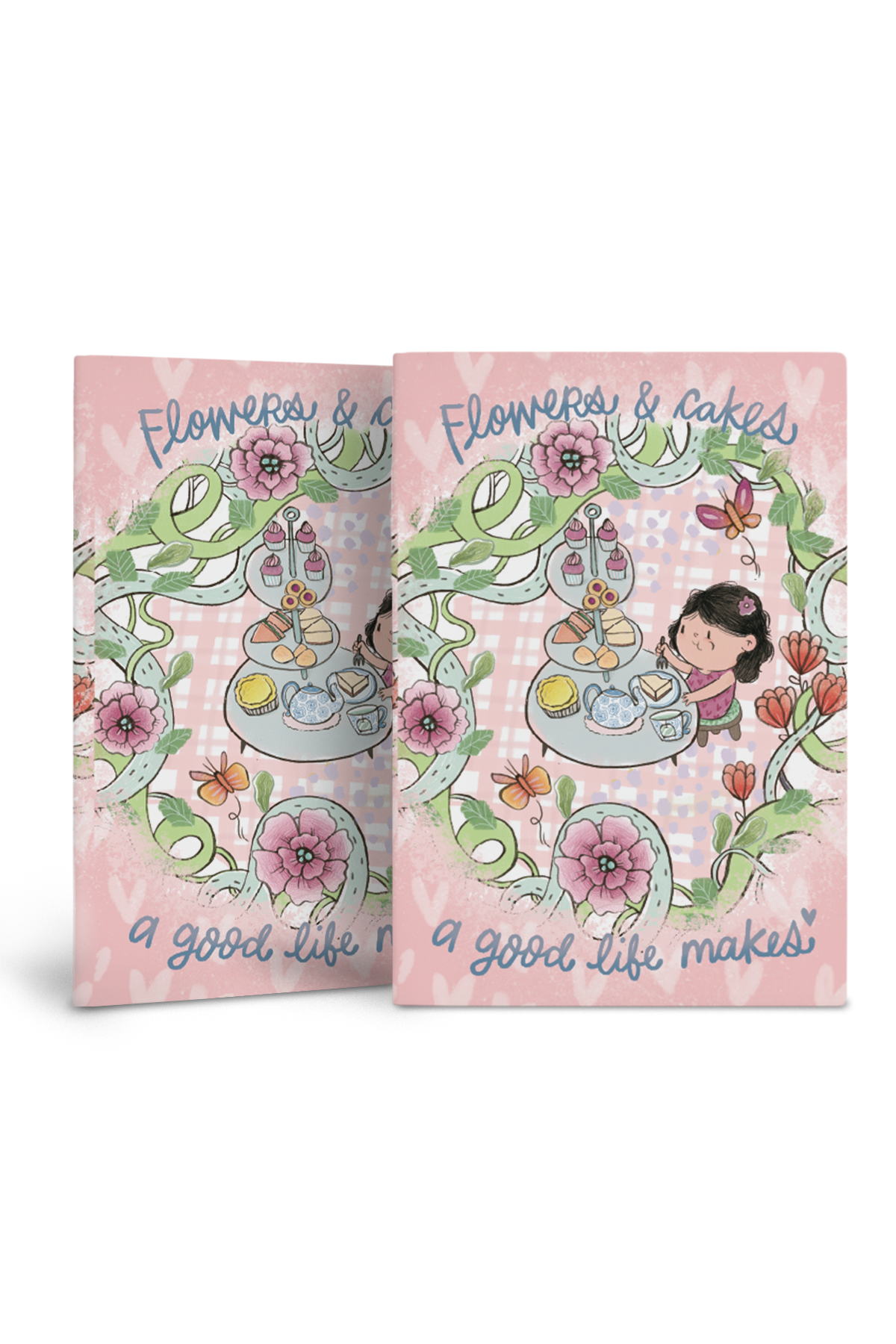 Flower and Cakes Saddle Stitch Notebook - Combo of 2