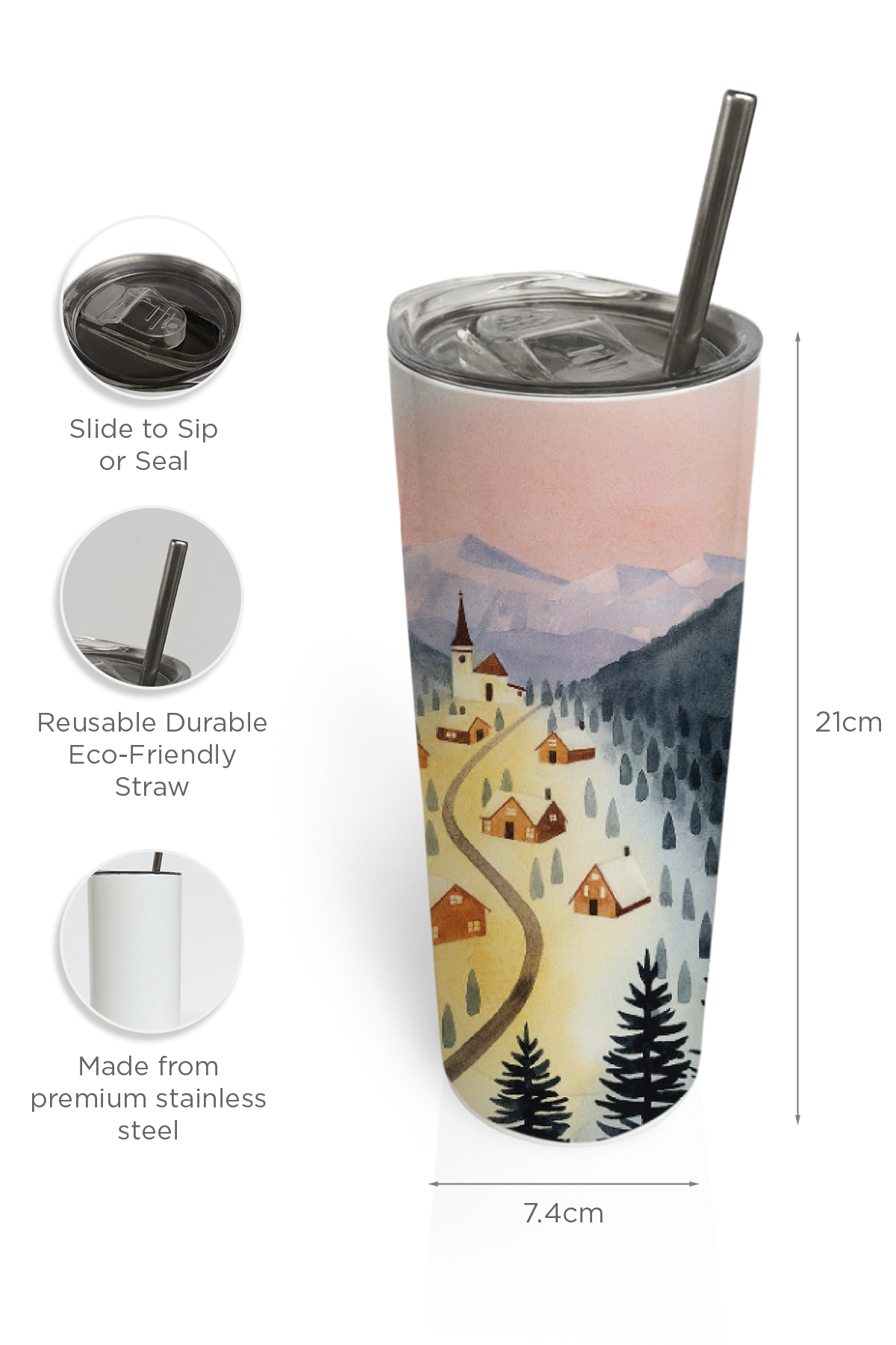 Winter Village Tumbler Bottle