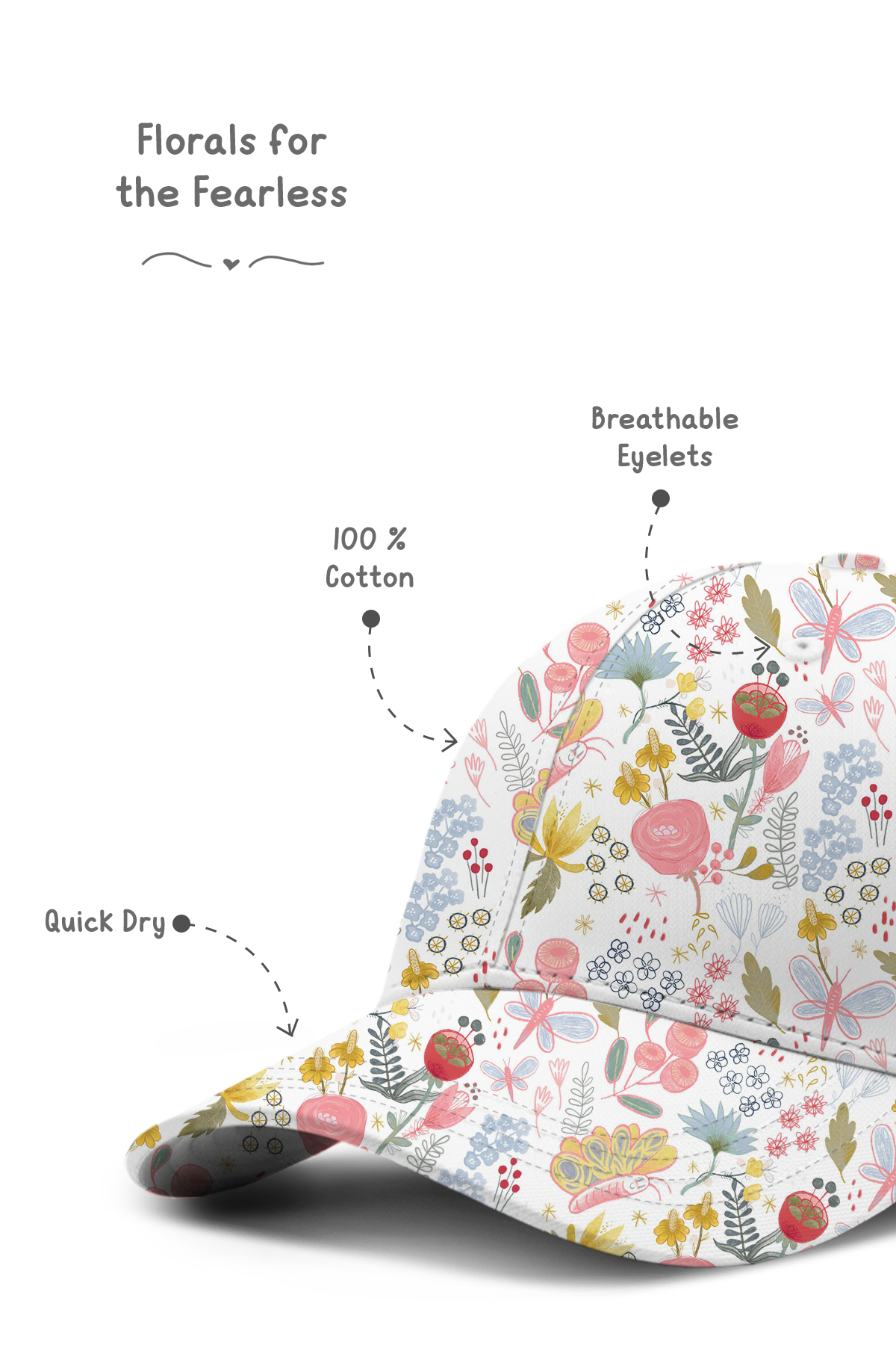 White Floral Cap