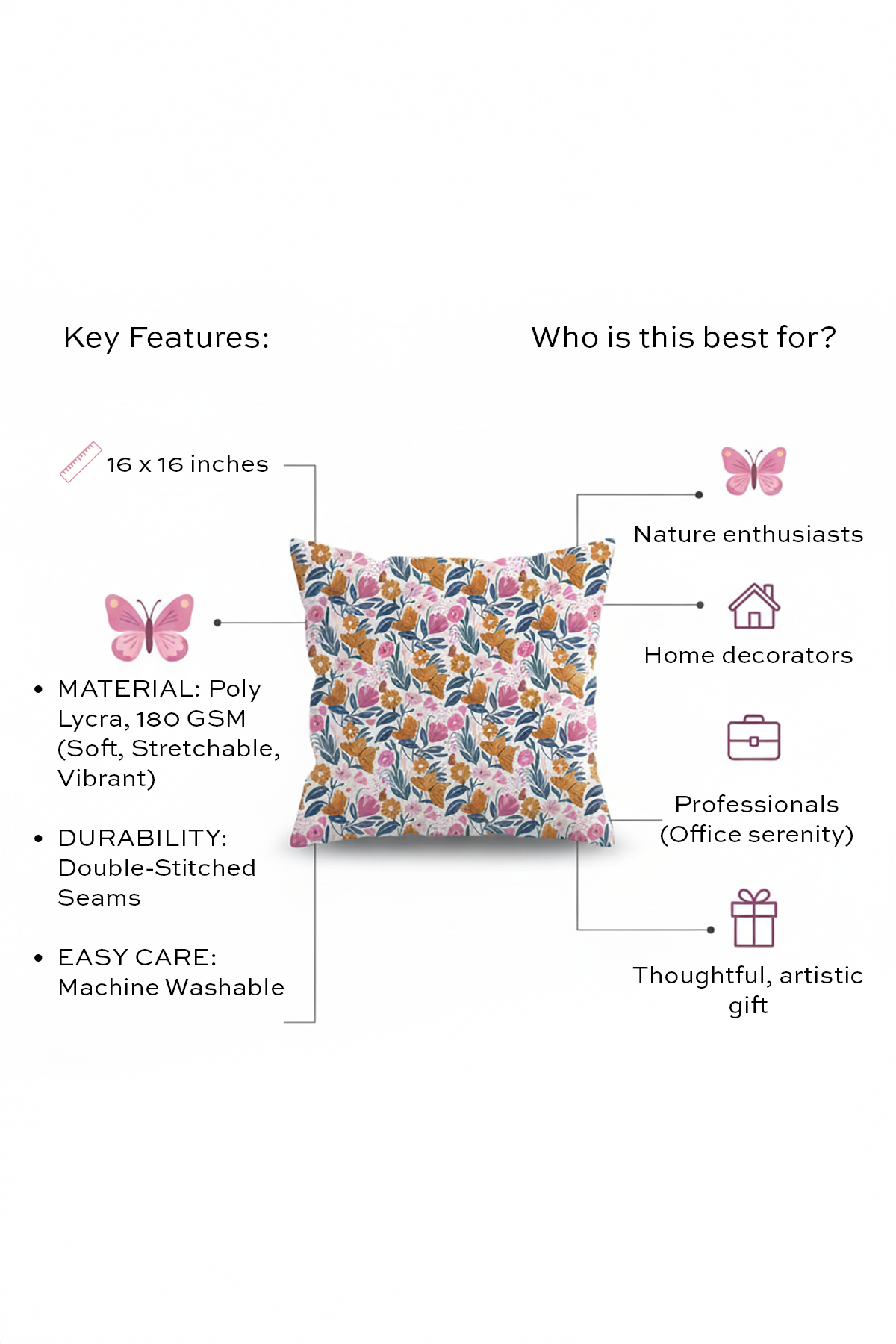 Blossoming Butterfly Cushion Cover