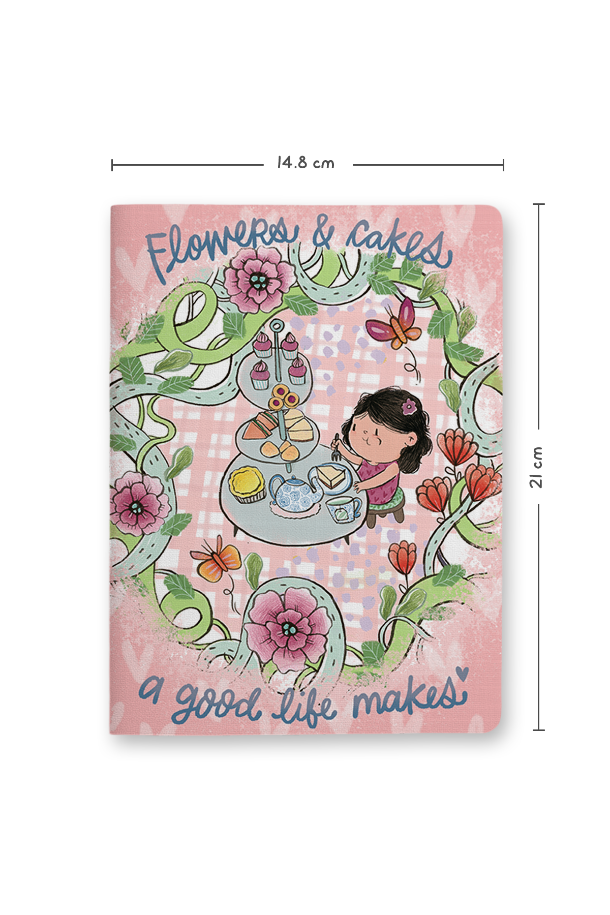 Flower and Cakes Saddle Stitch Notebook - Combo of 2