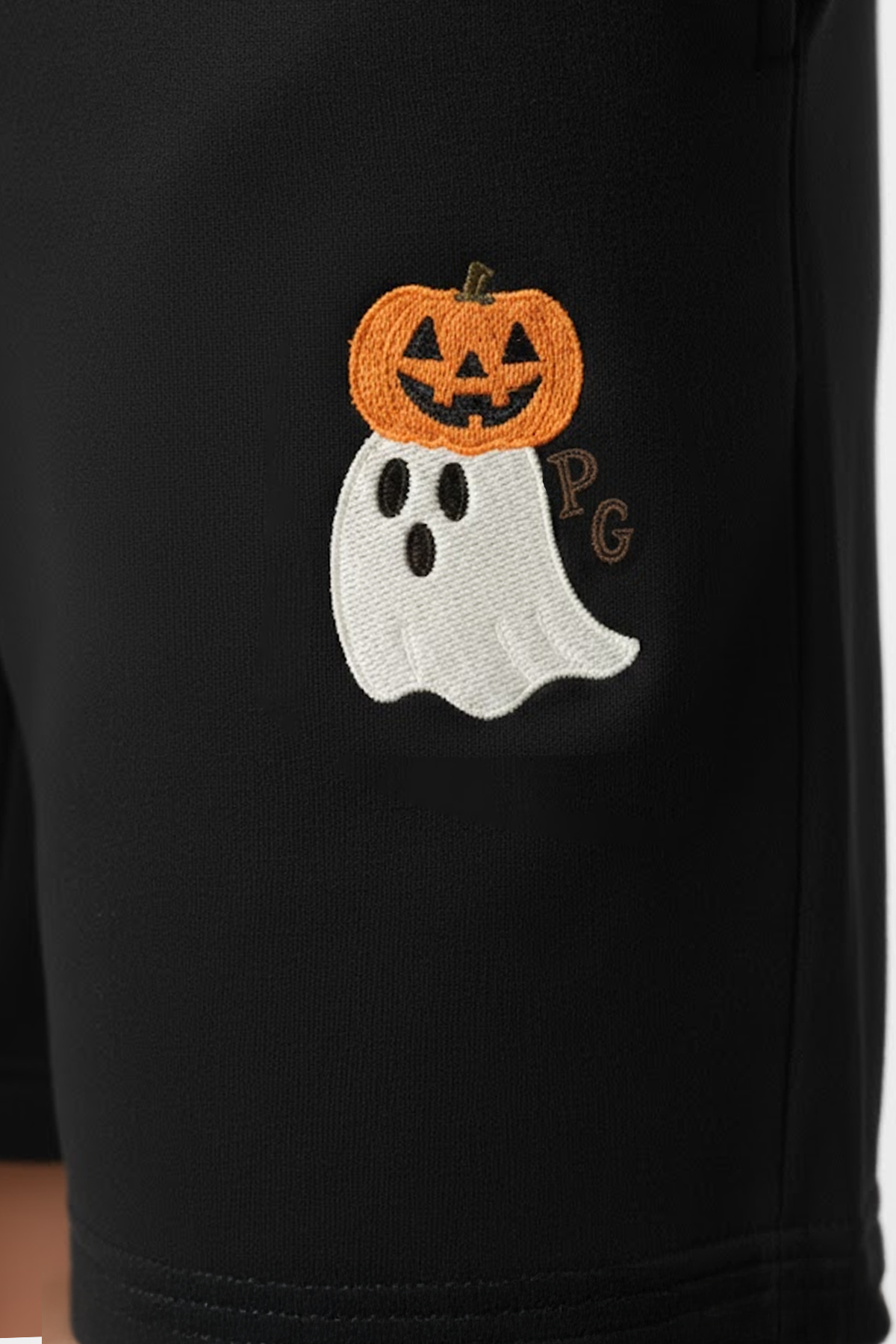 Halloween Pumpkin Ghost Embriodered Men's Terry Shorts