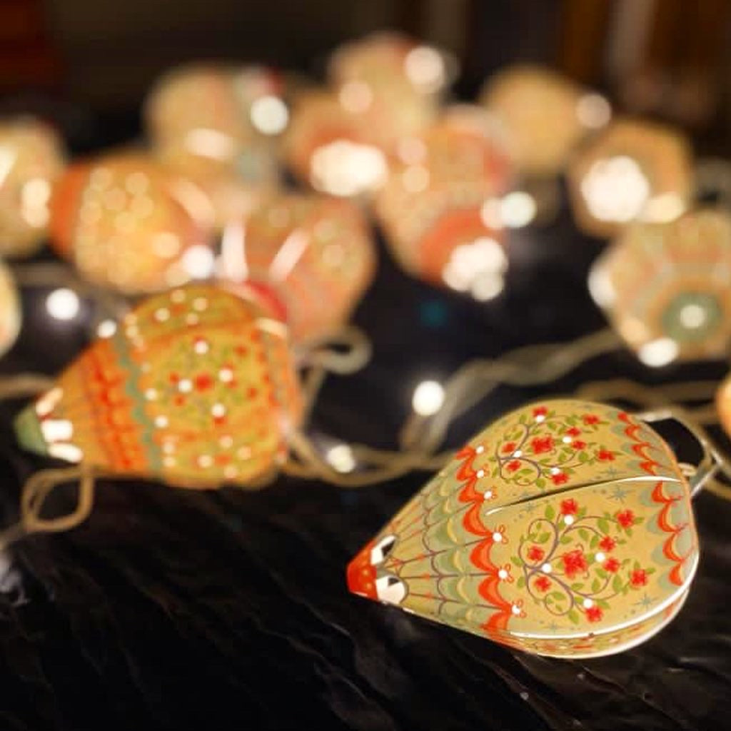 Paper Mini Hot Air Balloon Fairy Lights Set of 12