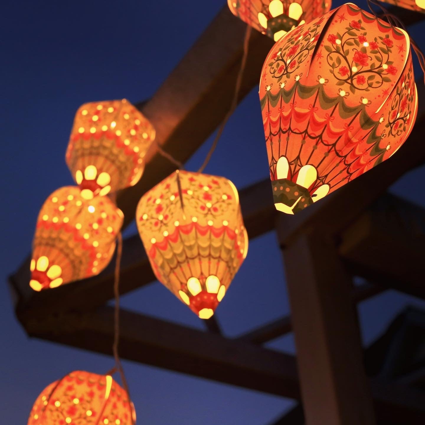Paper Mini Hot Air Balloon Fairy Lights Set of 12