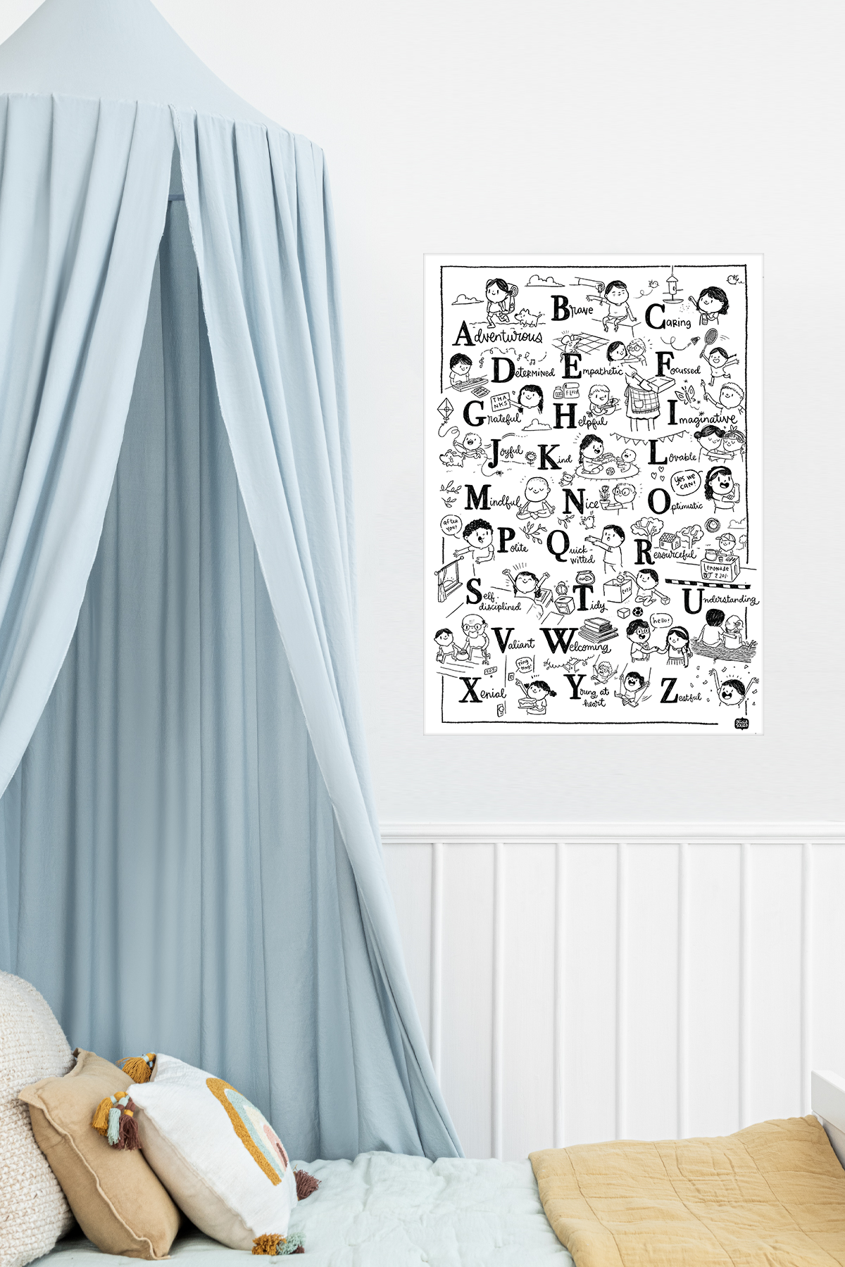 A-Z Black & White Non-Tearable Poster