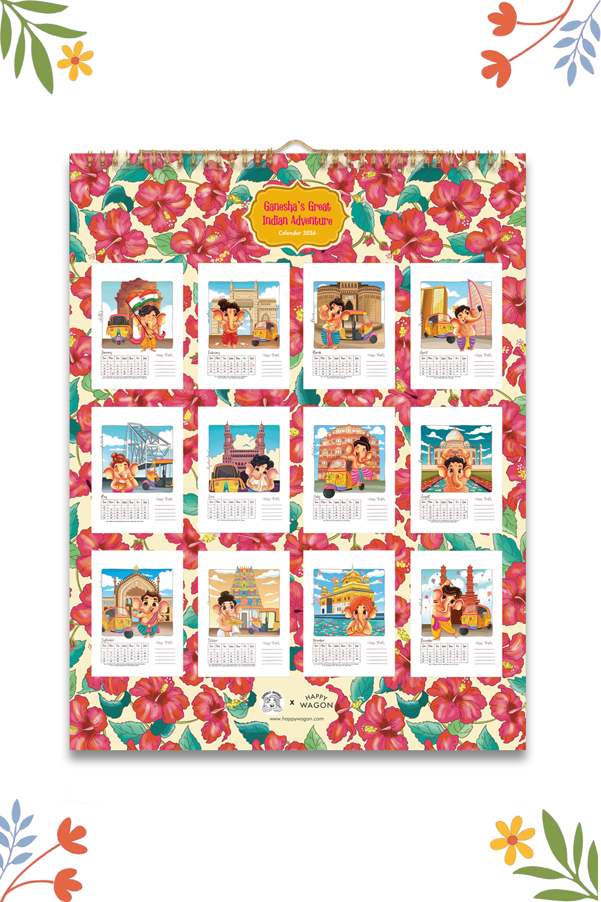 2026 Ganesha's Great Indian Adventure Wall Calendar