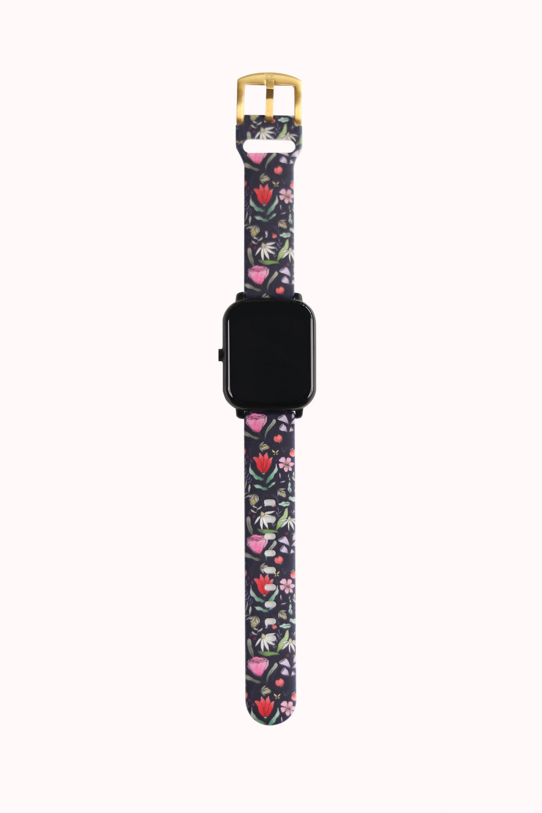 Purple Floral 20mm Watch Strap with Gold Pin Buckle