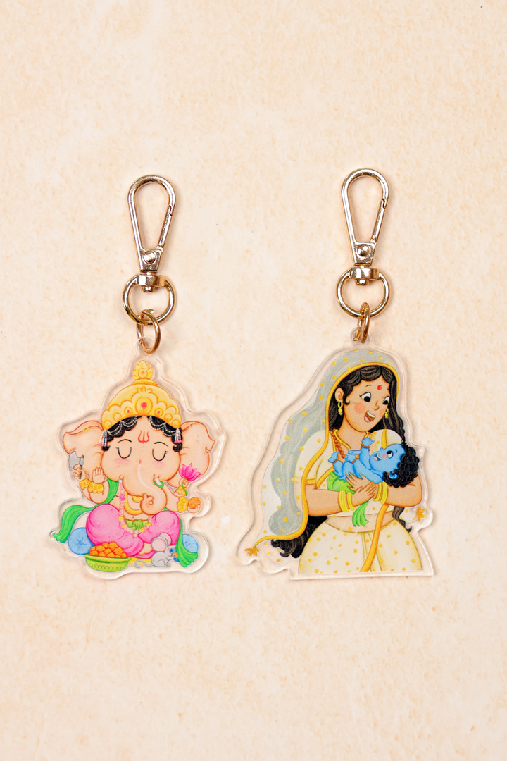 Set of Divine Keychains & Ganesha Fridge Magnet