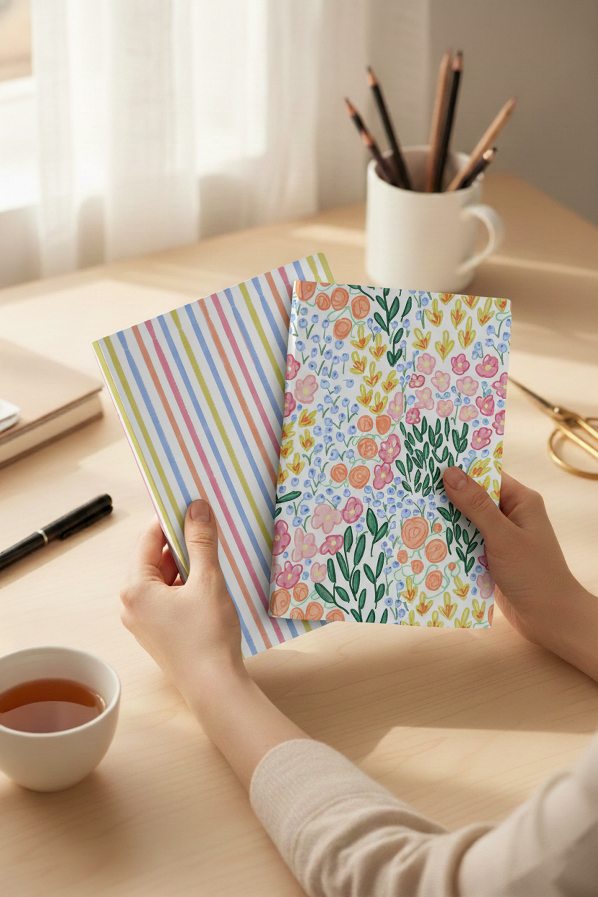 Lauren and Taffy Blue Stripes Notebooks Set