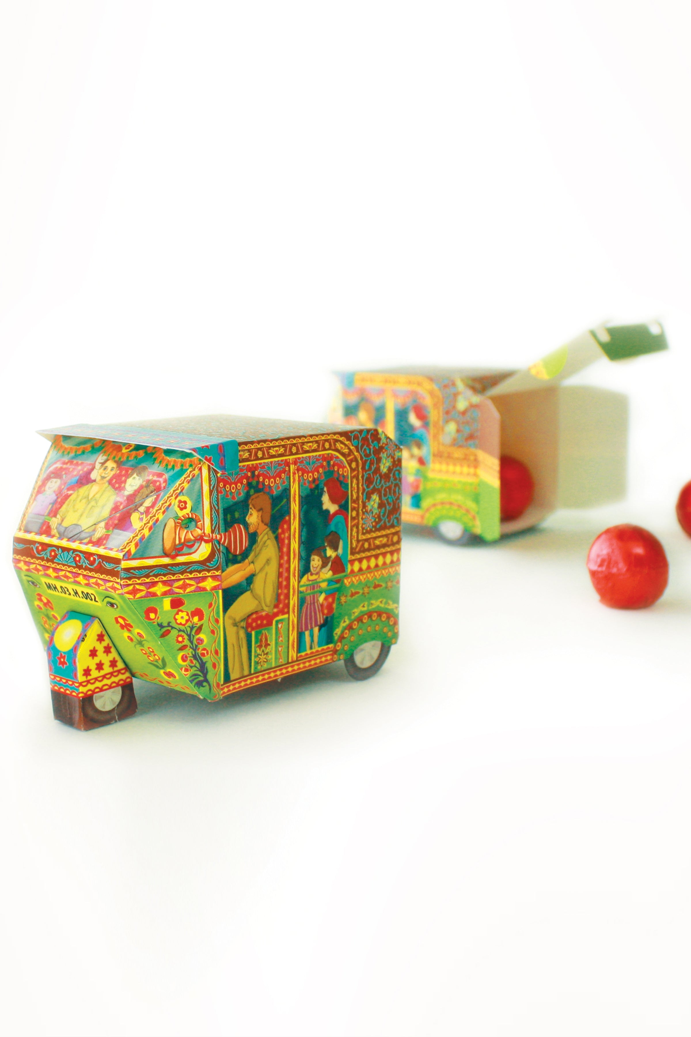 Auto Rickshaw Model Paper Craft Kit - Easy Assembly
