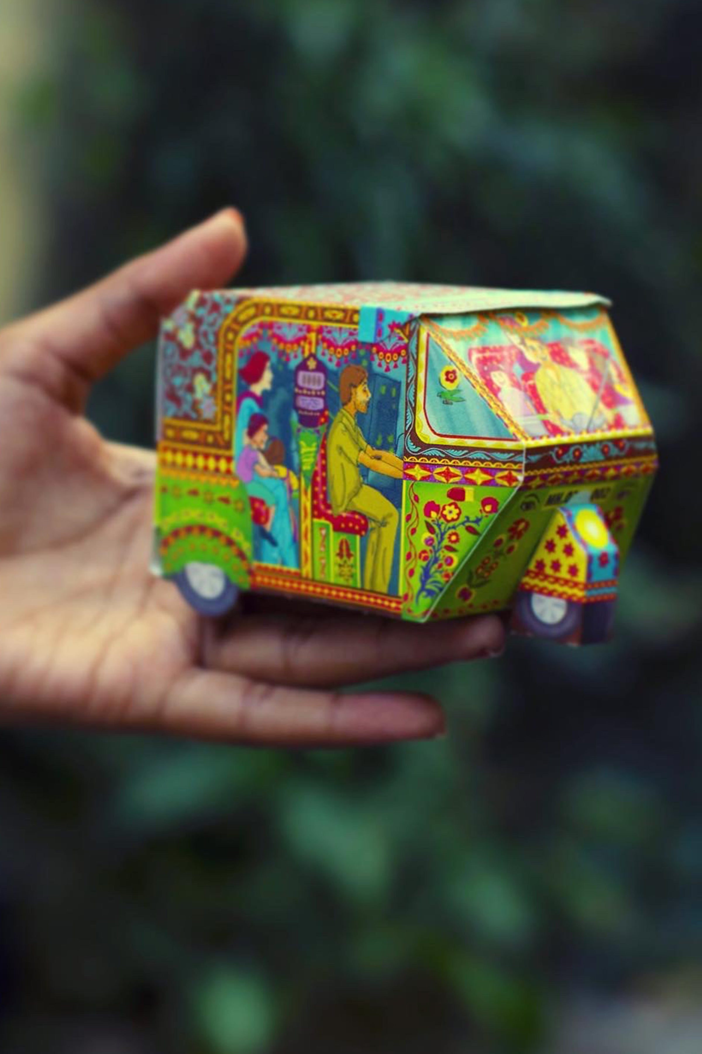 Auto Rickshaw Model Paper Craft Kit - Easy Assembly