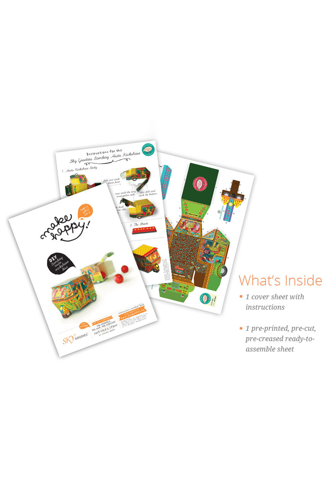 Auto Rickshaw Model Paper Craft Kit - Easy Assembly – Happy Wagon