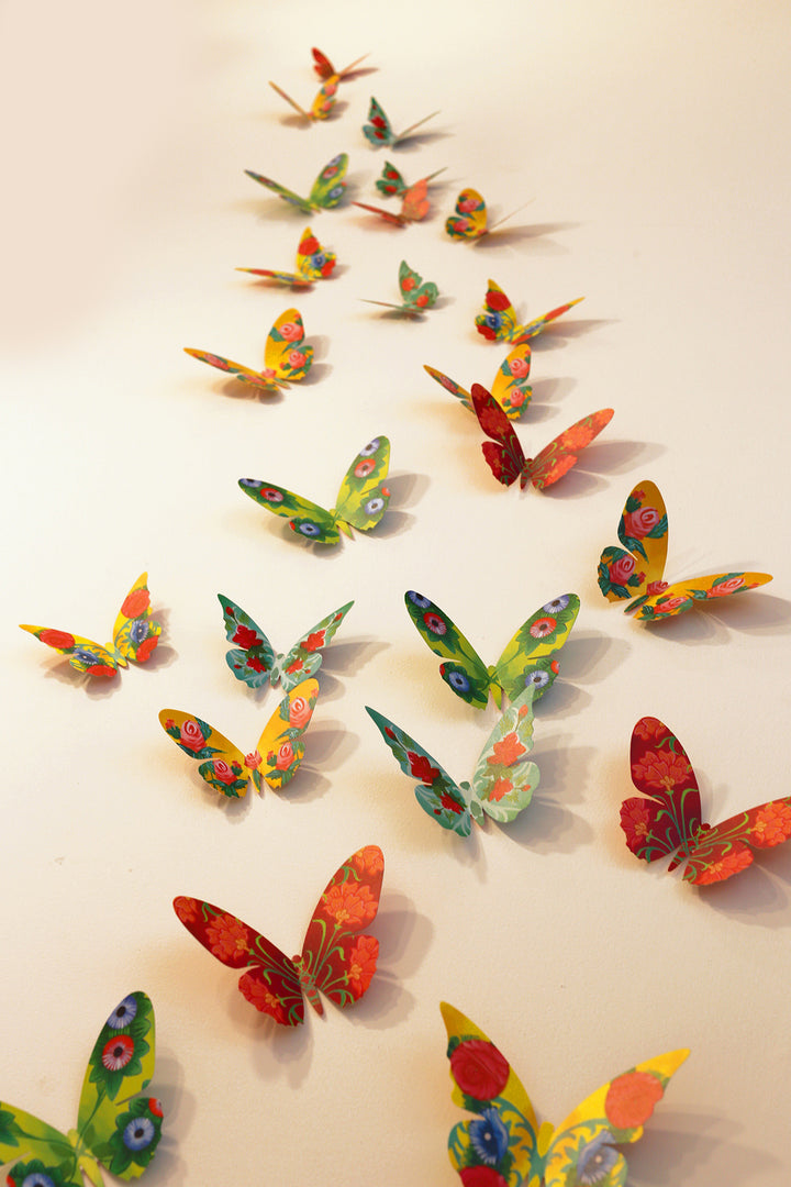 Paper Butterflies for Wall Decoration: Set of 24