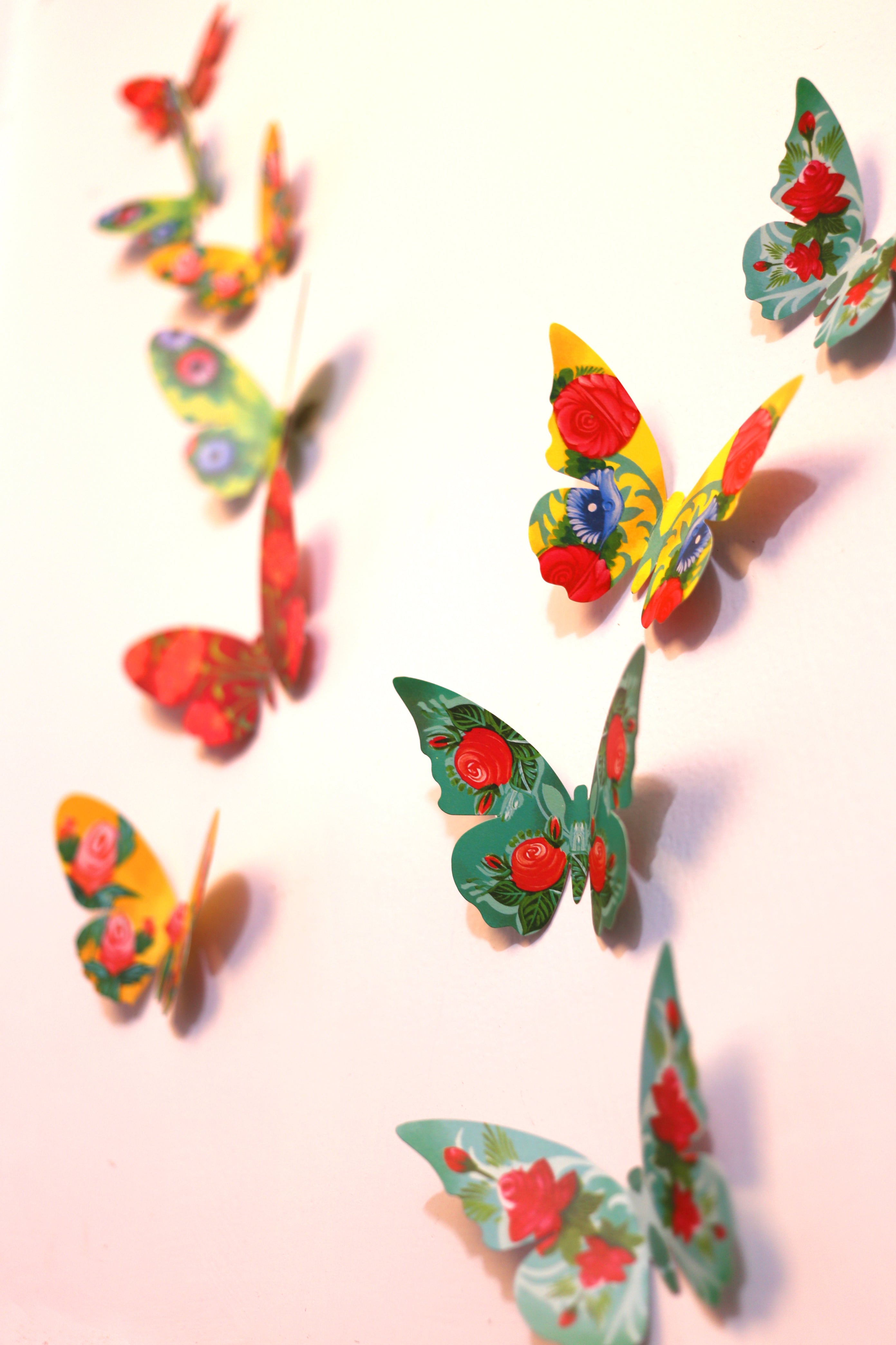 Paper Butterflies for Wall Decoration: Set of 24