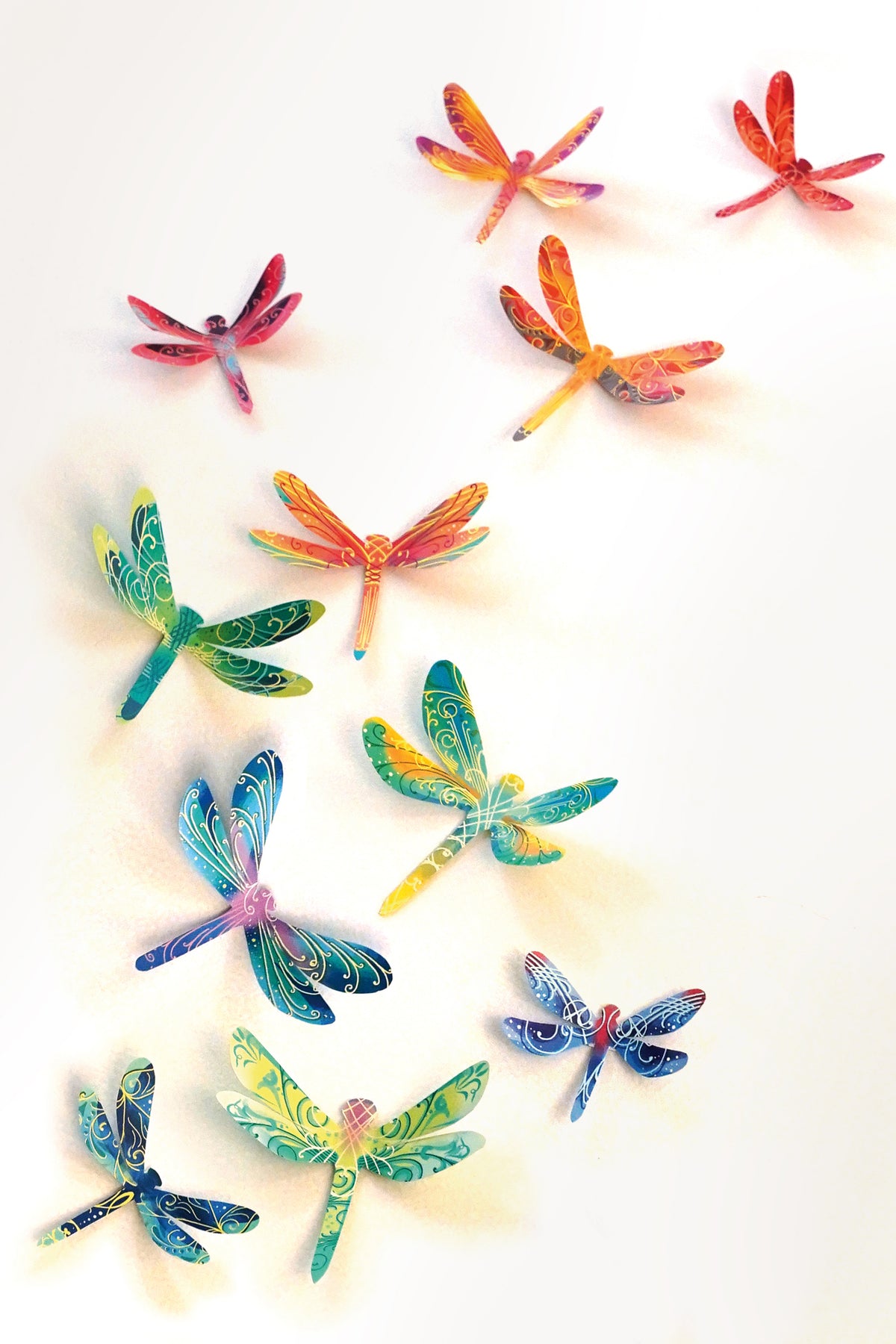 Paper Dragonflies for Wall Decoration: Set of 24