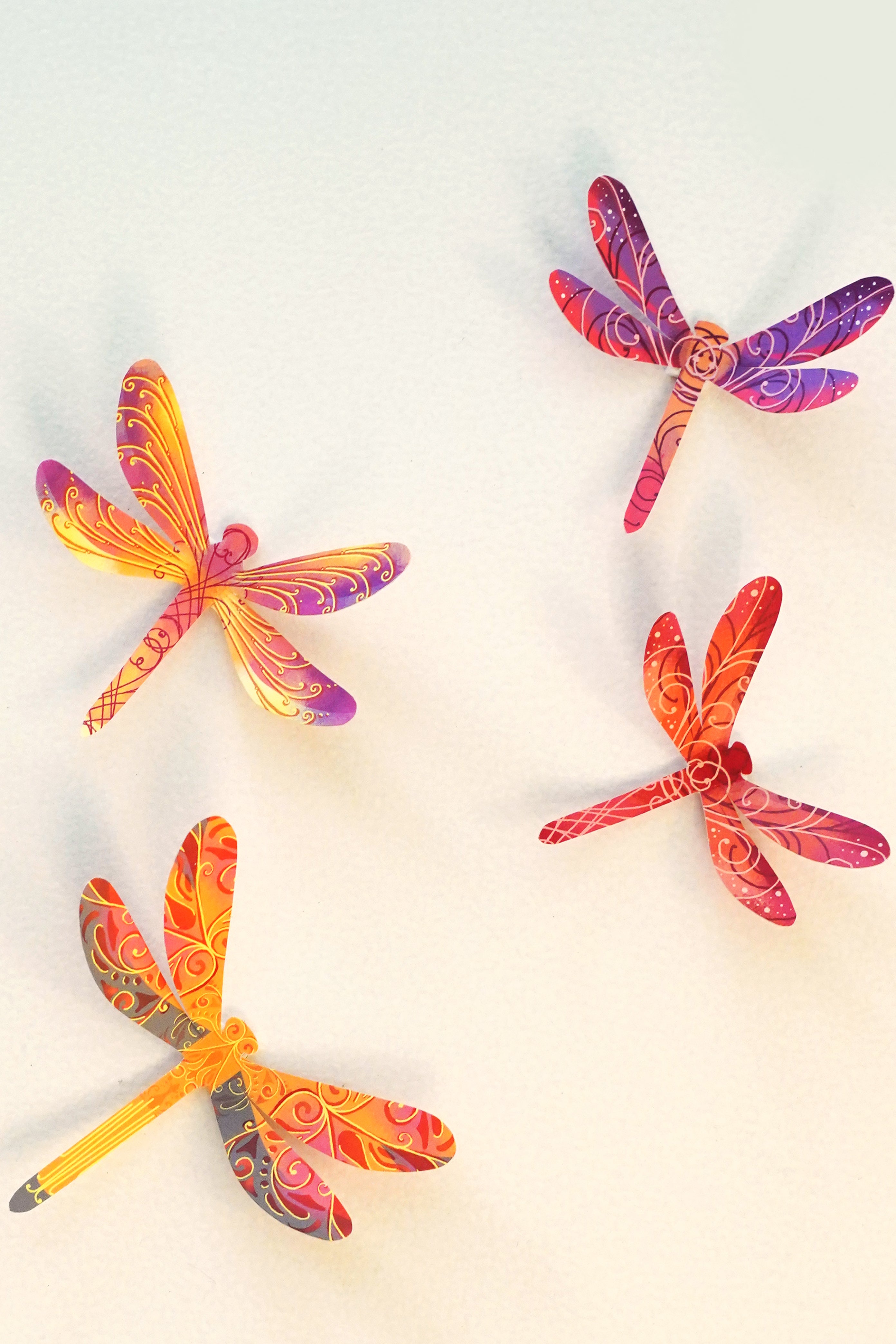 Paper Dragonflies for Wall Decoration: Set of 24