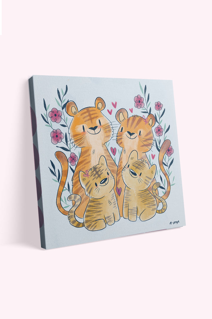 Tiger Family Canvas Wall Art